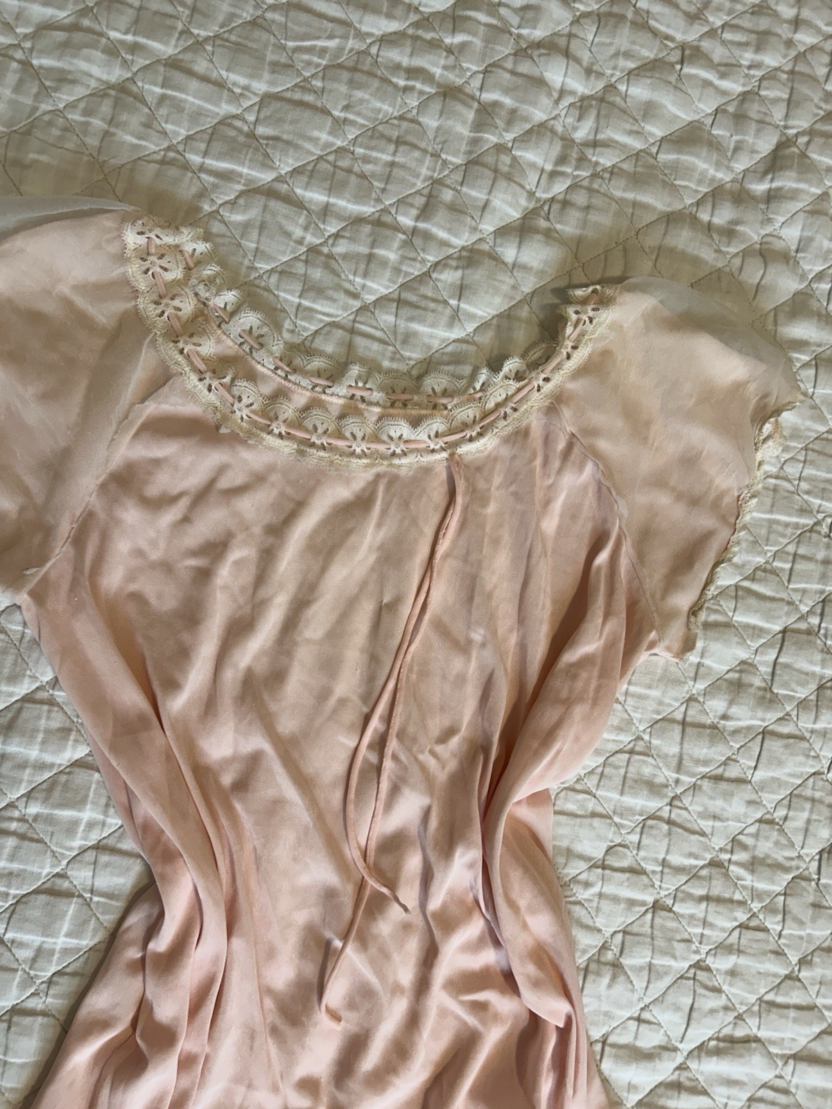 Vintage Louis Jean Model Lingerie Nightgown Coquette Lace Soft Girl Cottage Core