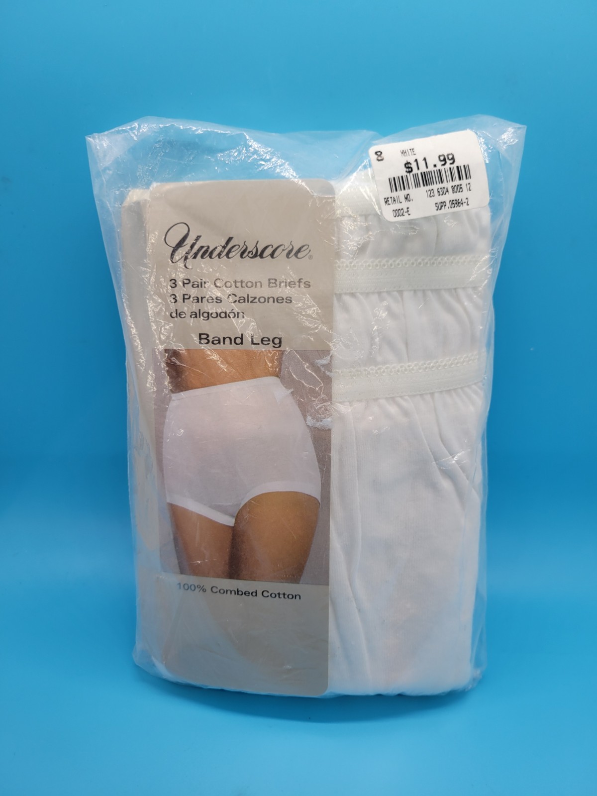 Vtg JC Penney Underscore Cotton Full Briefs Panties Sz 8 White 3 Pair Underwear