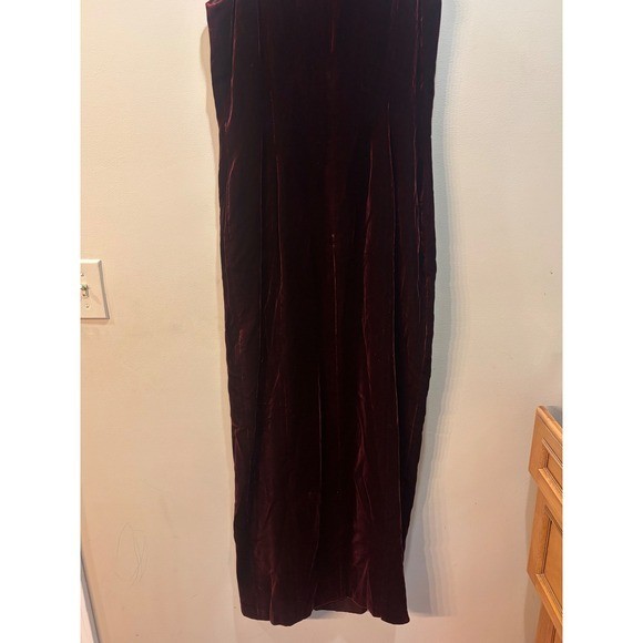 Vtg Niteline Della Roufogali Burgundy Velvet Maxi Dress Rhinestone Formal 10