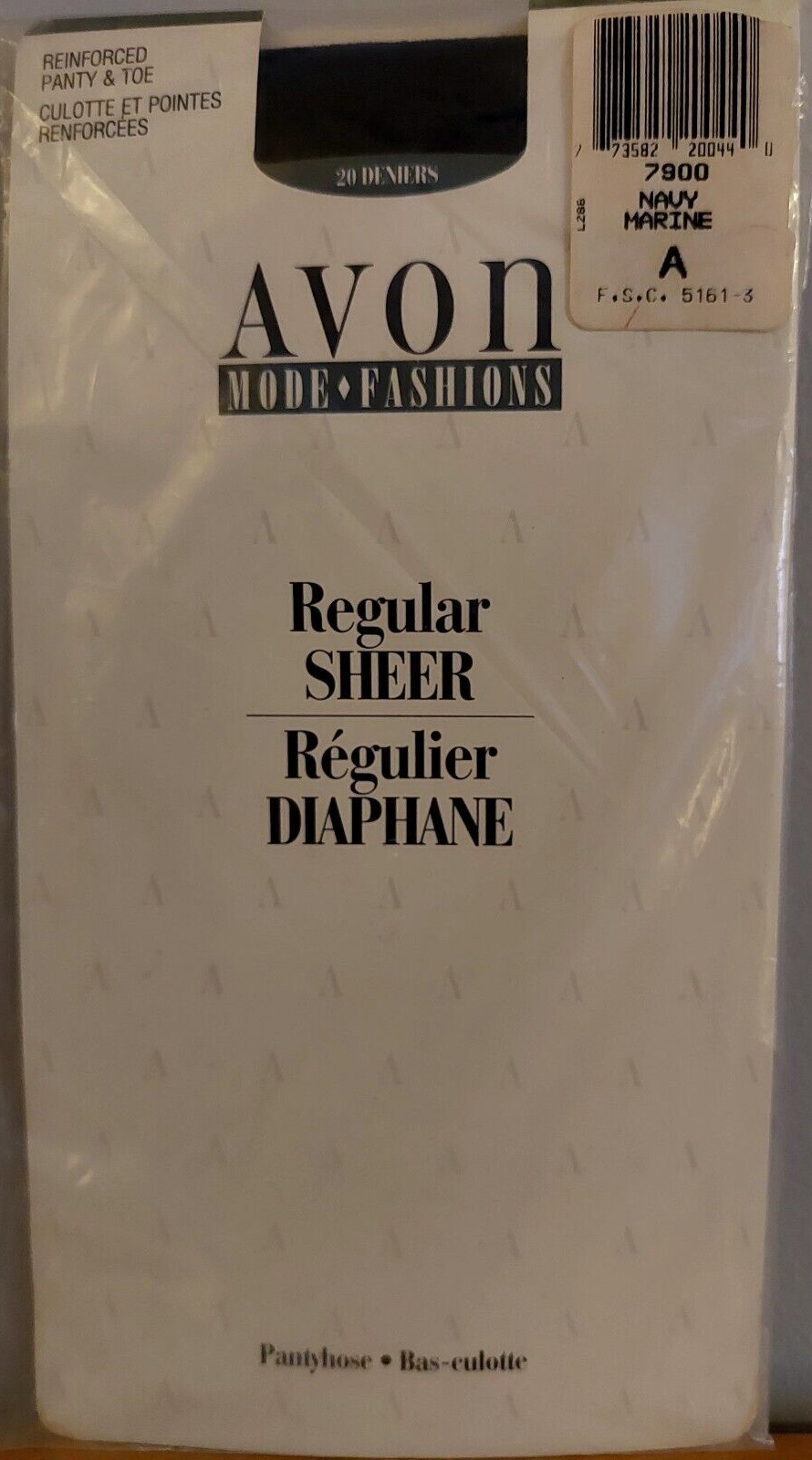 Vintage Pantyhose Avon Fashion Regular Sheer Size A Color Navy BDR2