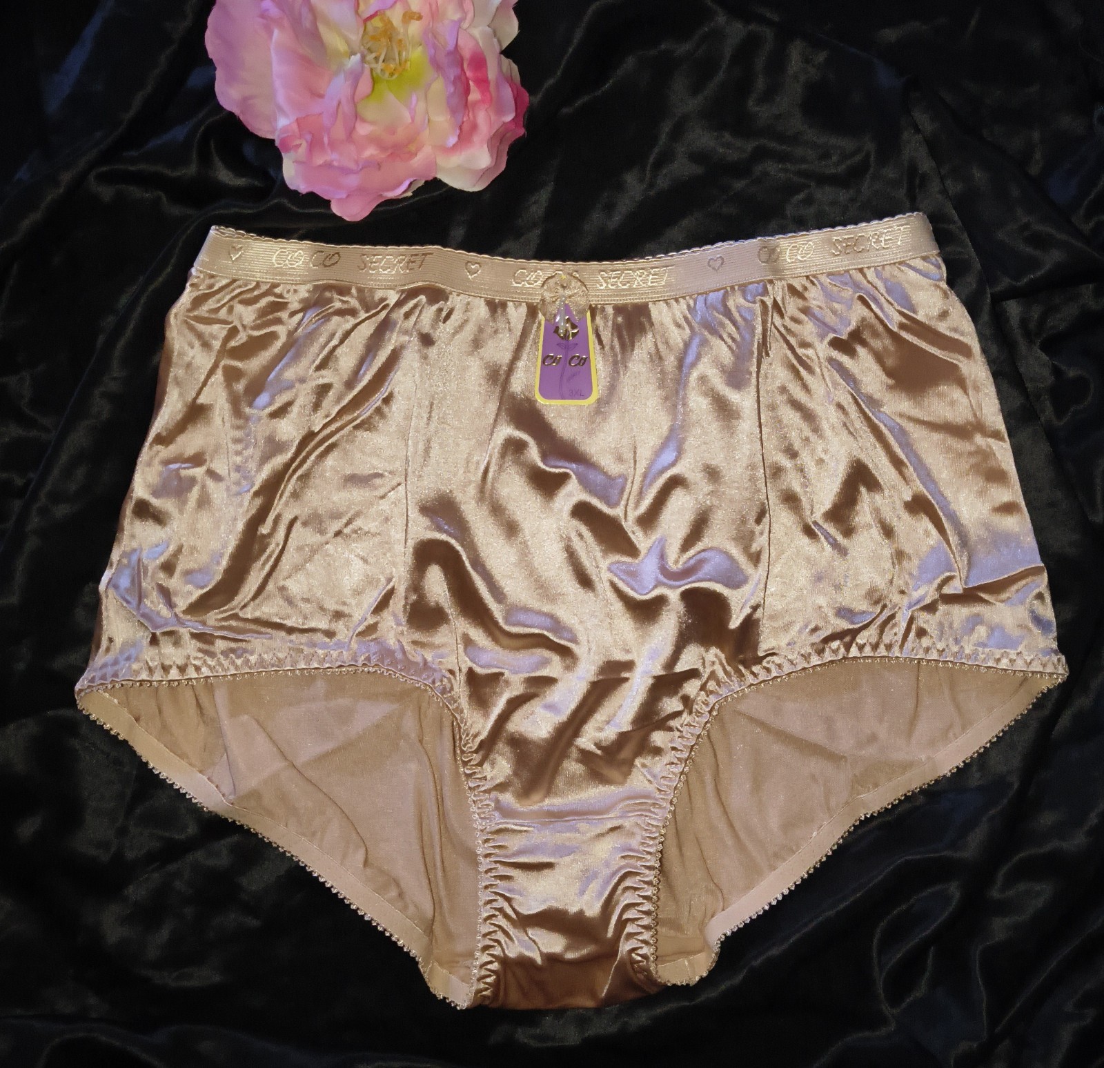 Vintage Second Skin Satin High Waisted Full Brief Granny Panties NWT-3XL