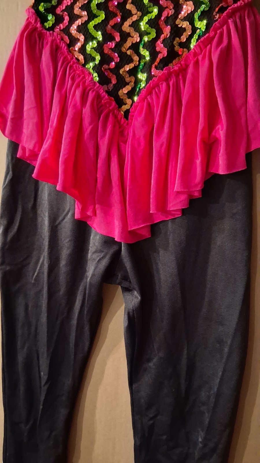Vintage Curtain Call Costumes 80s 90s Neon Sequin Bodysuit 2 Piece Cosplay Lot 2