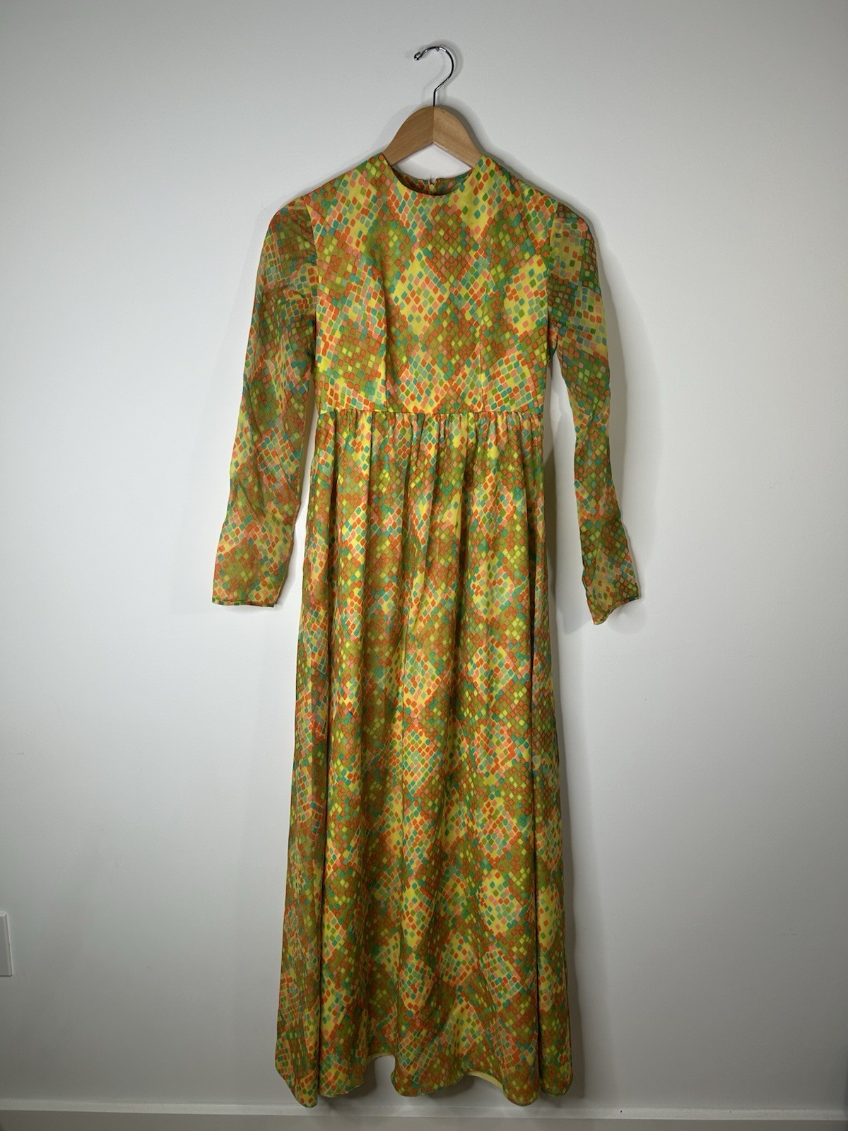 Vintage 1970’s Dress Women’s Multicolor Checkered Aline Party