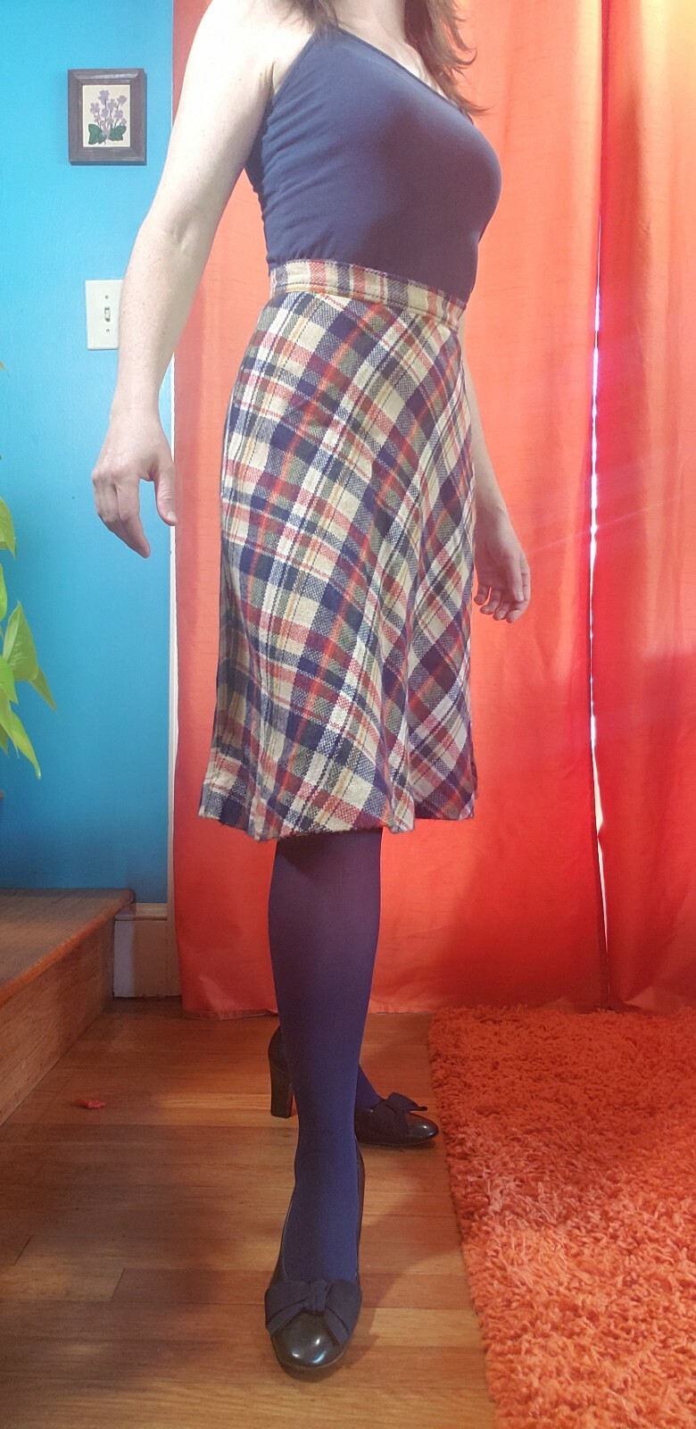 1970’s women’s/young adult vintage plaid wool skirt size Sm. Pandora..for teens