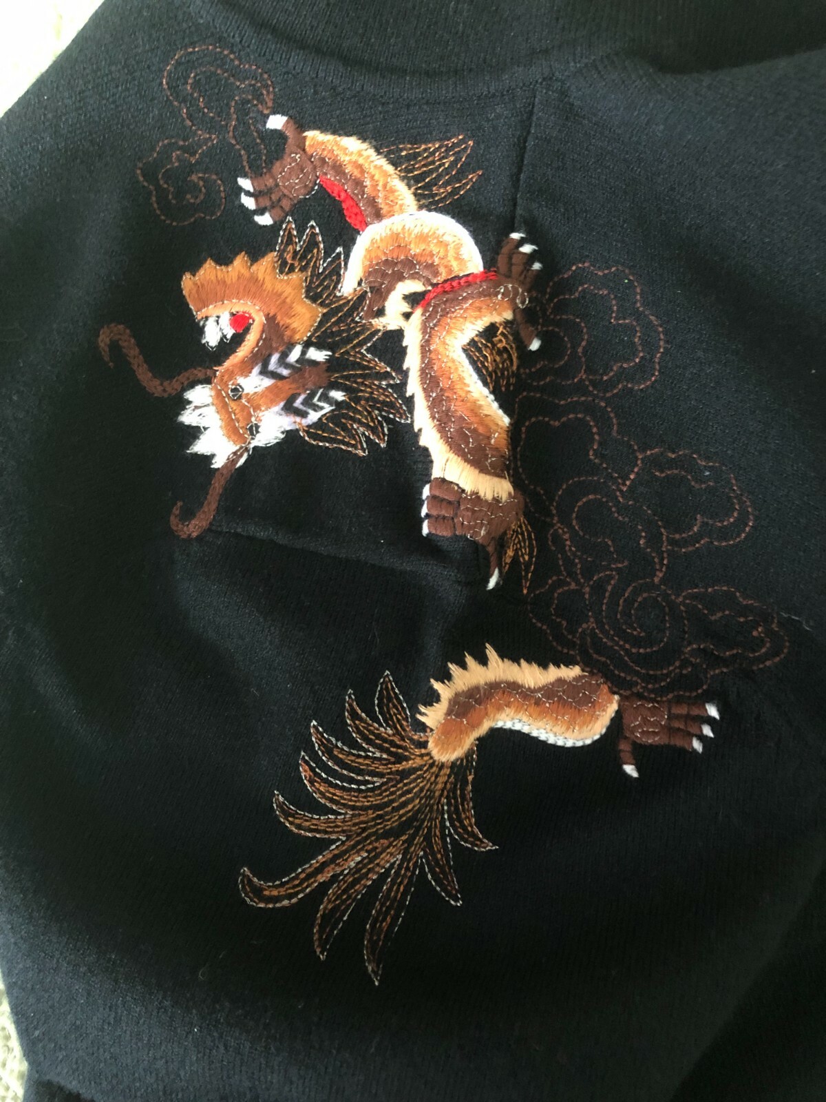 EUC Vintage BALLINGER GOLD Black sz M Shirt Top Asian Details Embroidered Dragon