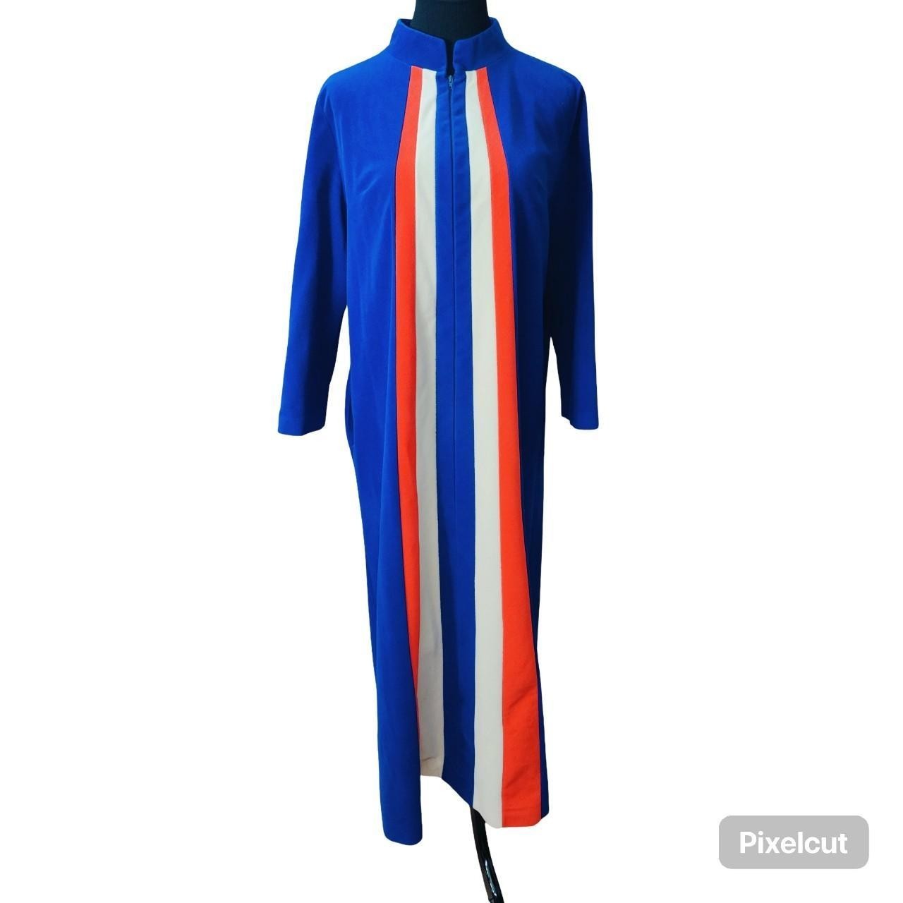 Vtg JcPenny’s Women’s Patriotic Velour Zip Front Maxi Robe Size 18
