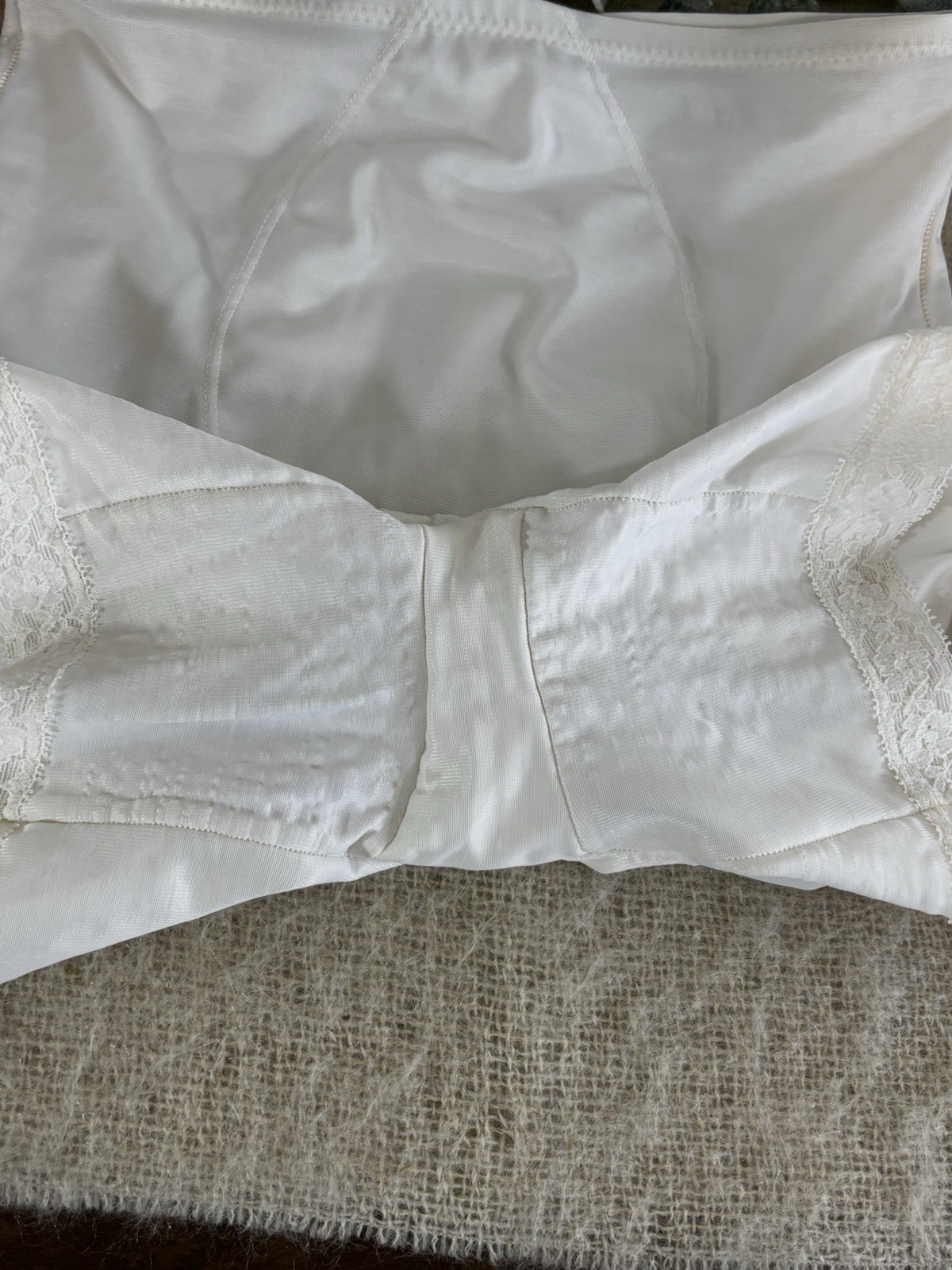 Vintage Sears Best Girdle White 88486 Large Tummy Control Brief Lace Trim