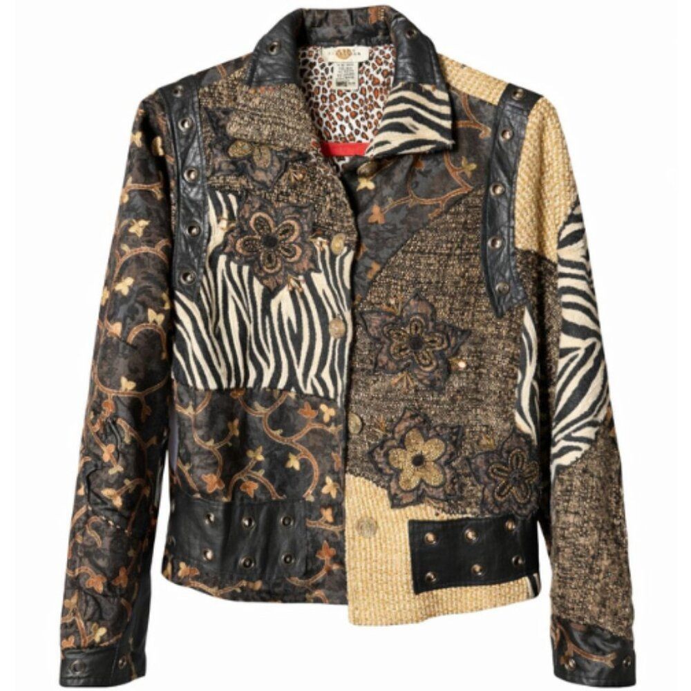 Sandy Starkman Women’s Vintage Mixed-Media Wearable Art Jacket Size M