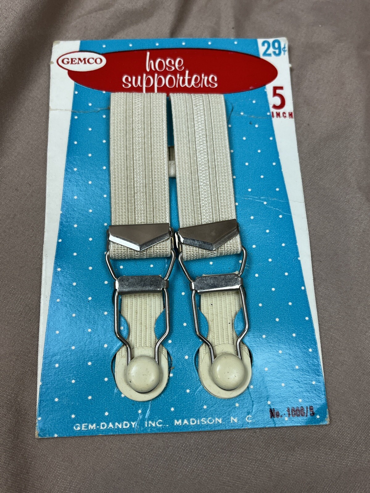 Gemco Hose Supporters Nylon Elastic Enameled Fitting Garter Belt NOS Vtg 5″
