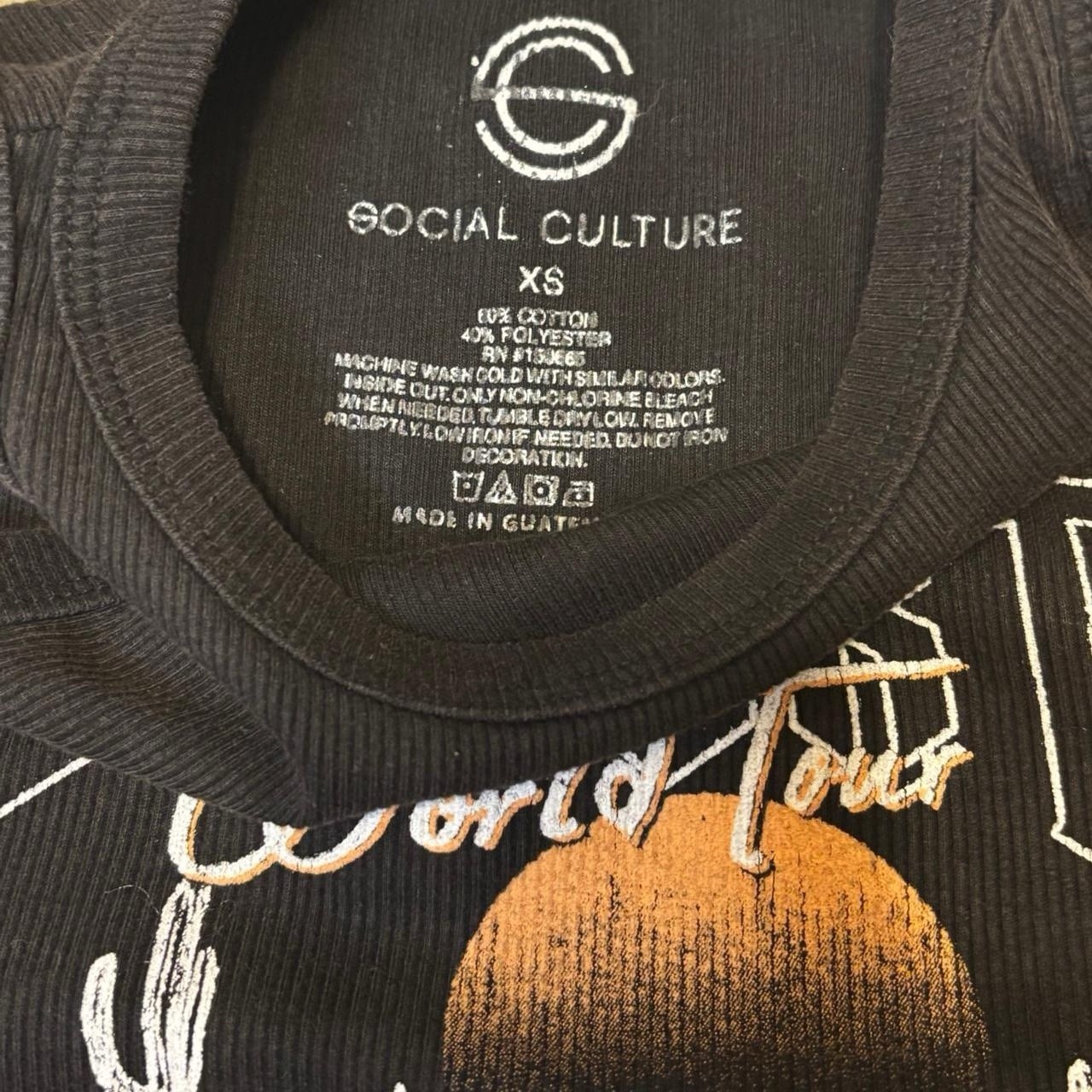 Social Culture Desert World Tour Ribbed Tank Top Black Women’s XS