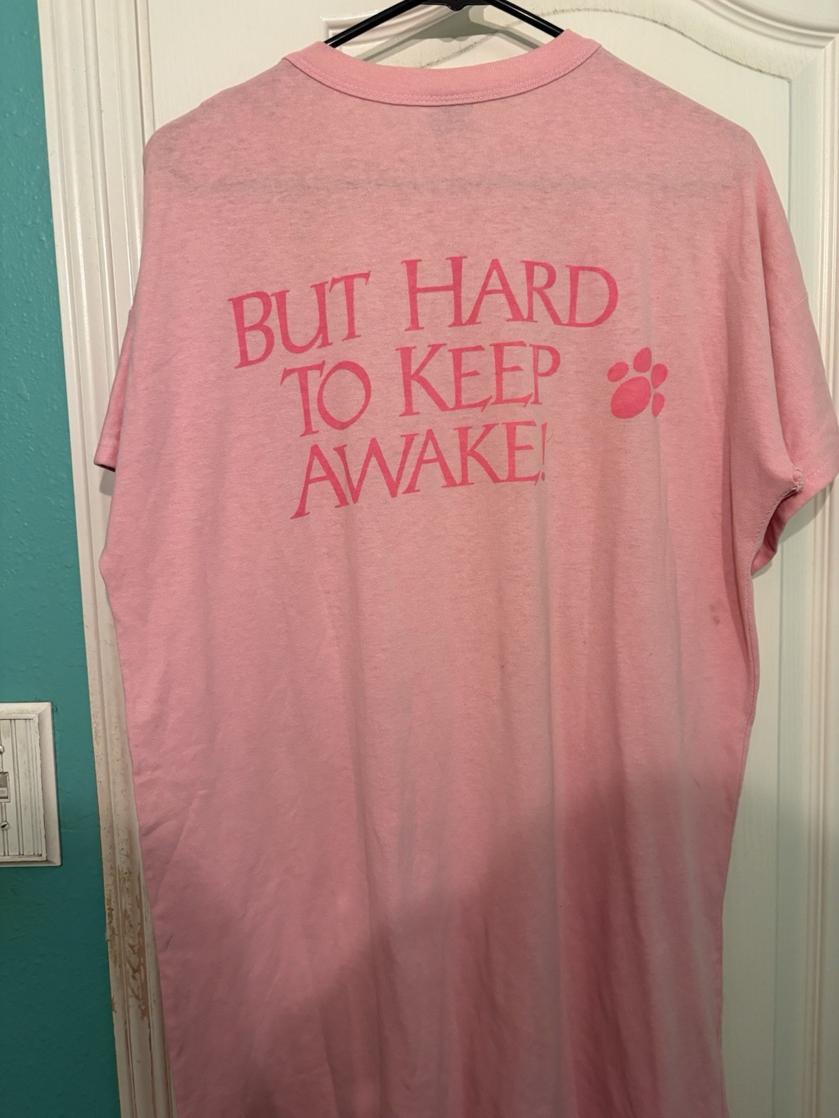 Garfield Sleep Shirt Pink 1978 Jim Davis Vintage One Size Fits All