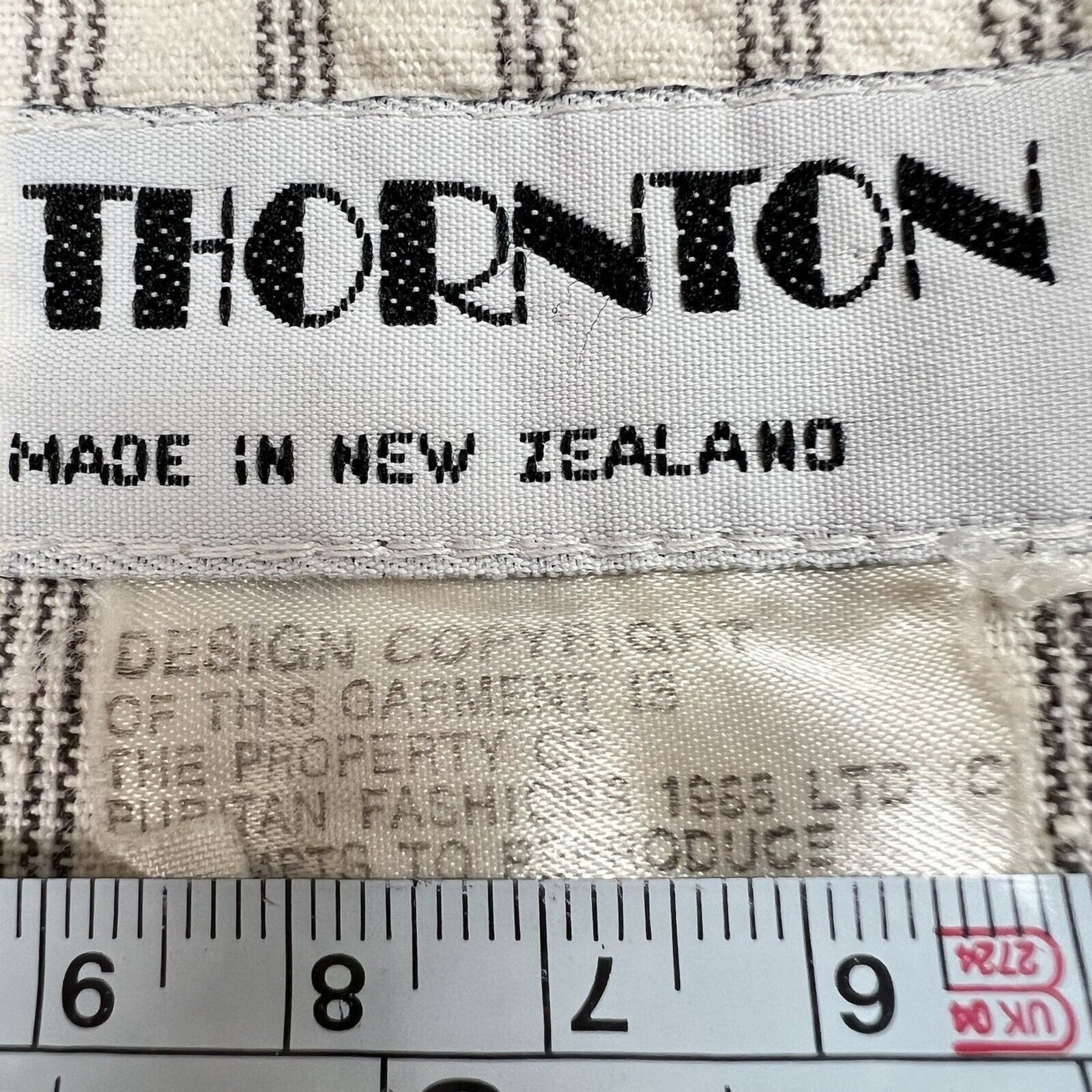 THORNTON HALL Dress VTG 70s New Zealand Button Down Sleeveless Stripe Rare Sz 10