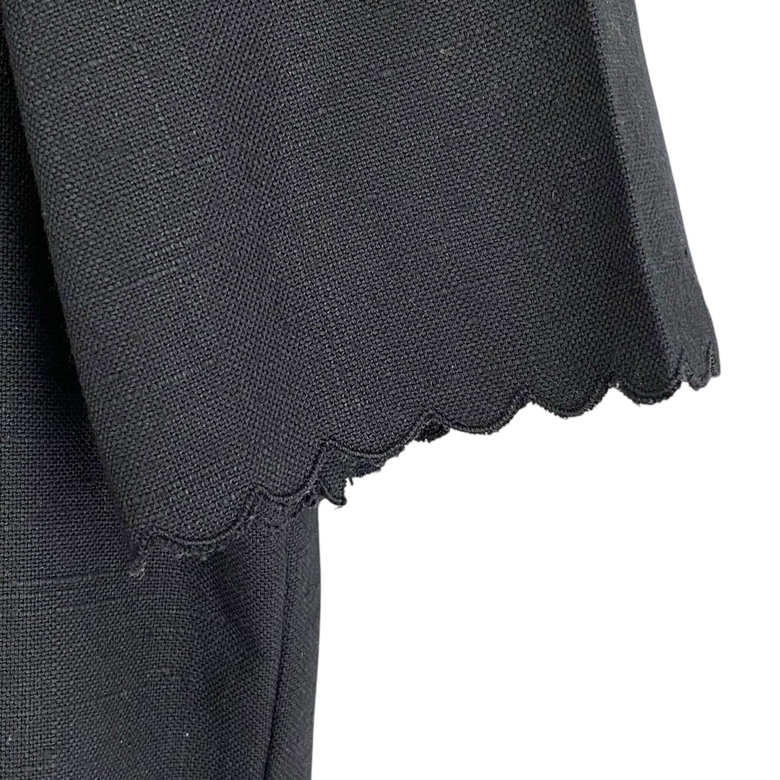 Vintage Parade NY Shirt Dress Size 10 Black Linen Short Sleeve Knee Length