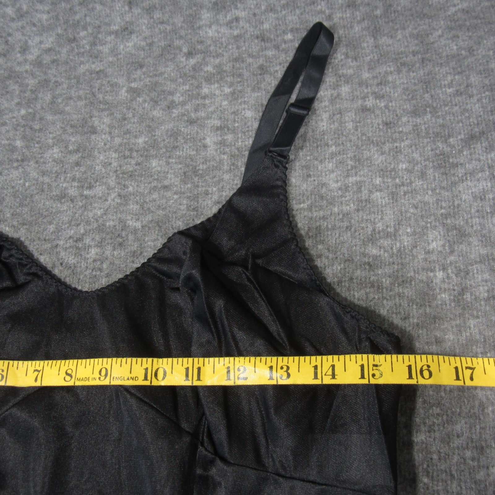 Vtg Sears Clip it Full Slip Size 36 Black Lace Trim Anti-Cling Lingerie USA NEW