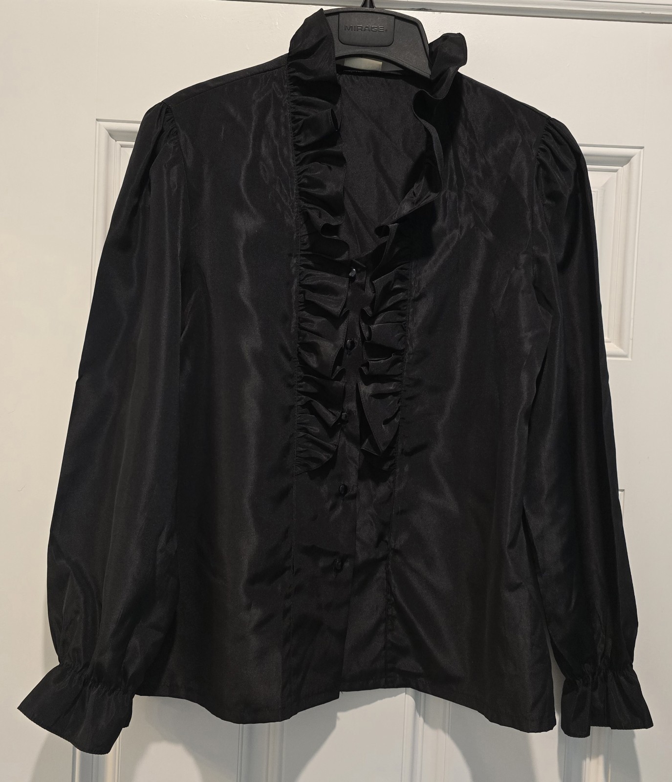 Sears The Fashion Place Womens Dress Shirt Size Medium Black Ruffles Grandmacore