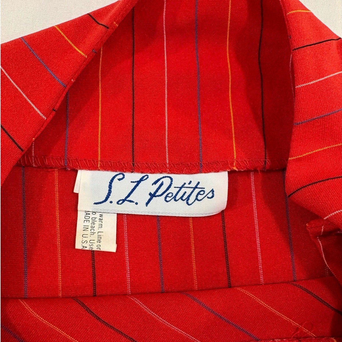 Vintage S.L Petites Size 14 Red Long Sleeve Midi Dress