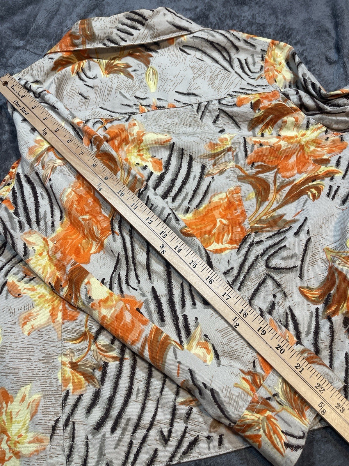 Studio Works Jacket Womens Large Floral Zebra Print Beaded Button Front Cotton