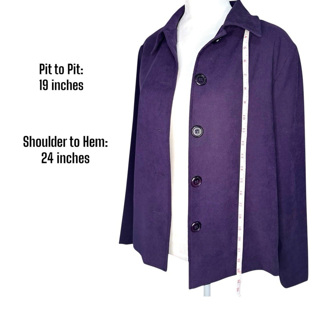 Briggs New York Womens Purple Jacket Size Petite M Career Casual Collared Open