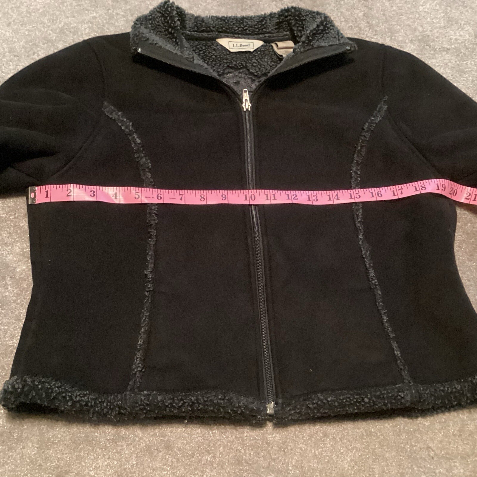 LL Bean Womens Y2K Faux Suede Sherpa Embroidered Floral Detail Medium VTG