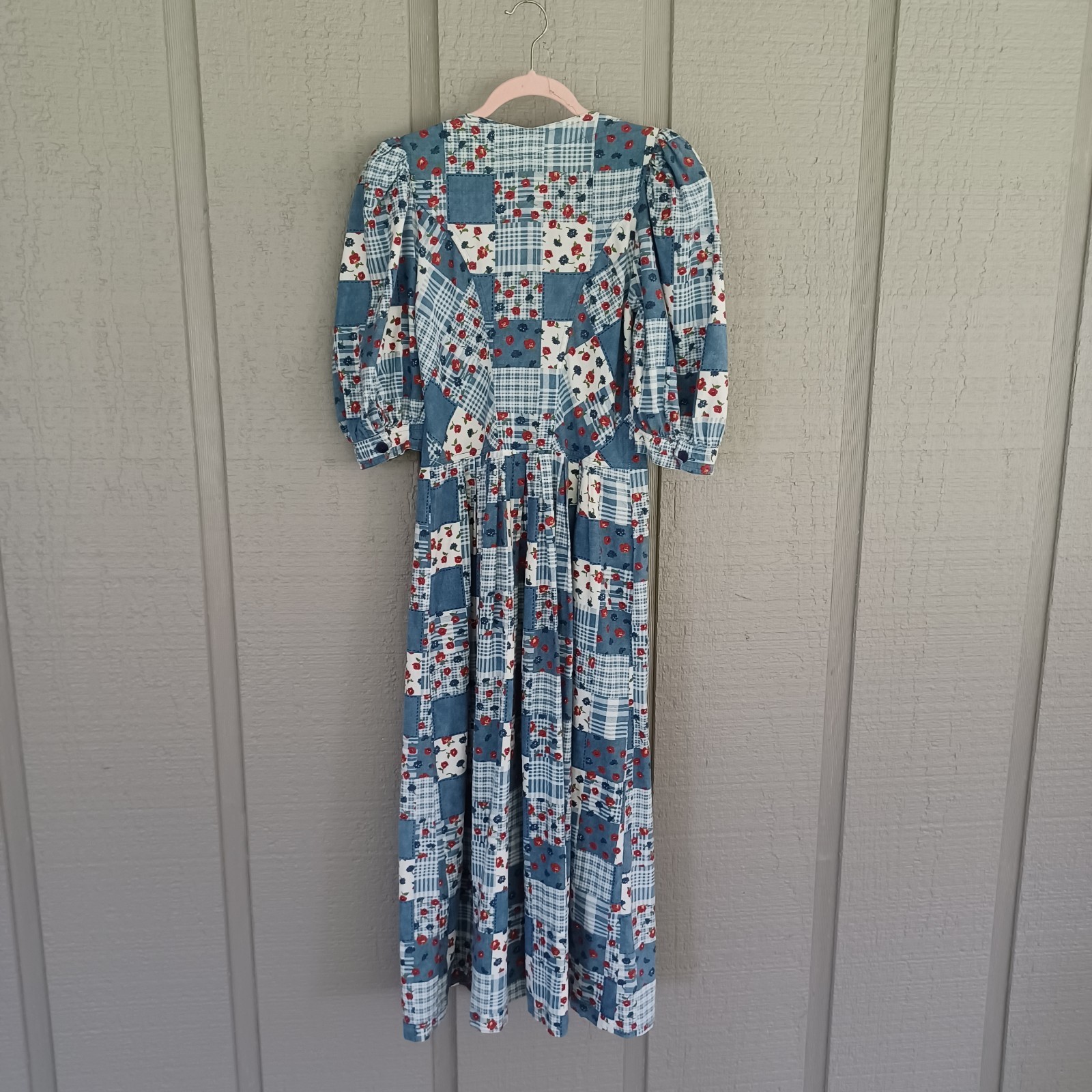 Salzburger Dirndl Vintage Floral Patchwork Midi Dress Size 36 Cottage Feminine