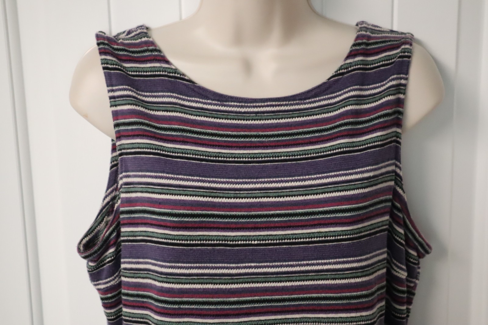 Vintage 1980s Embassy Row Sportswear sleeveless multicolor striped long dress L