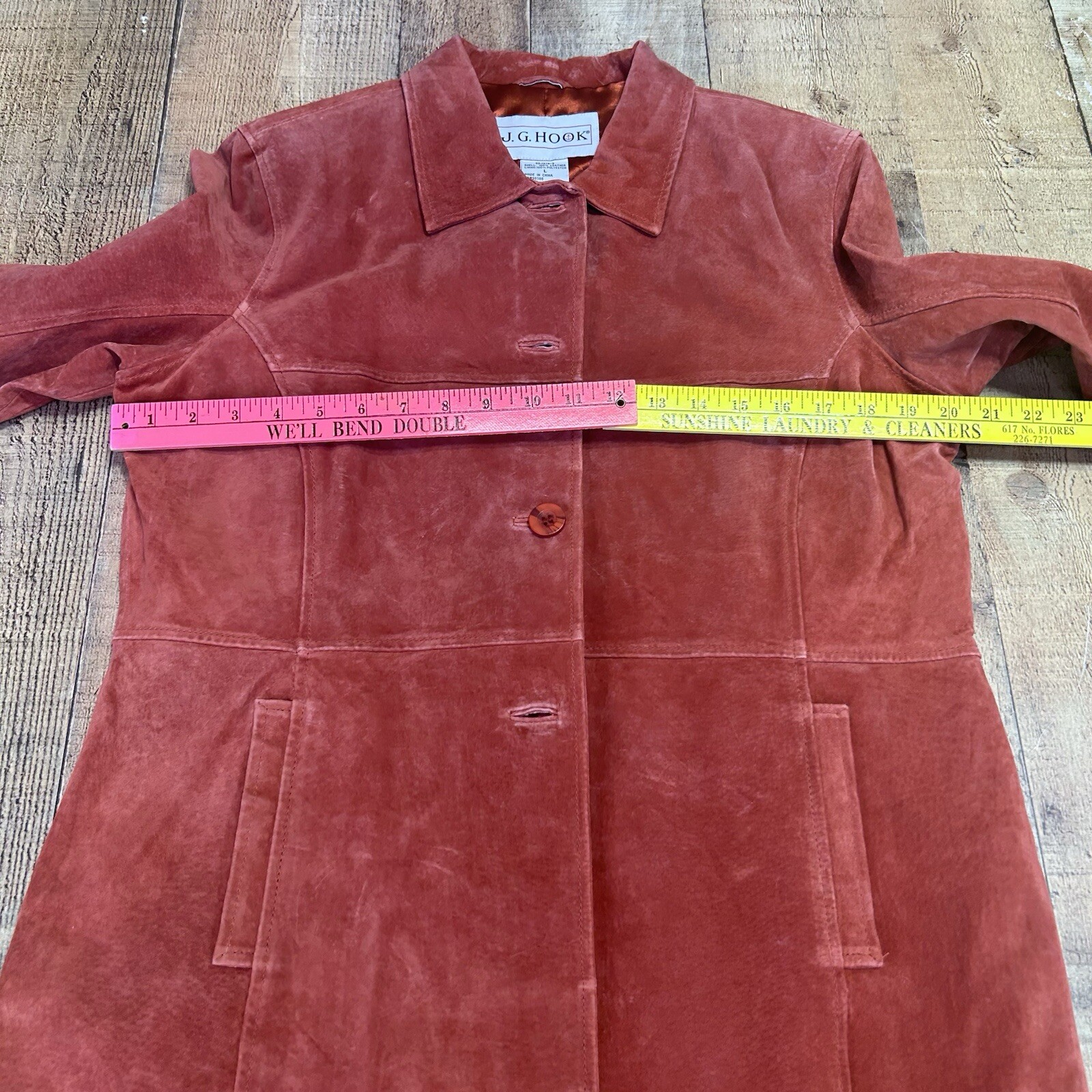VTG J.G. Hook Deadstock Rust Leather Jacket Lined Long Sleeves Size Large NWT