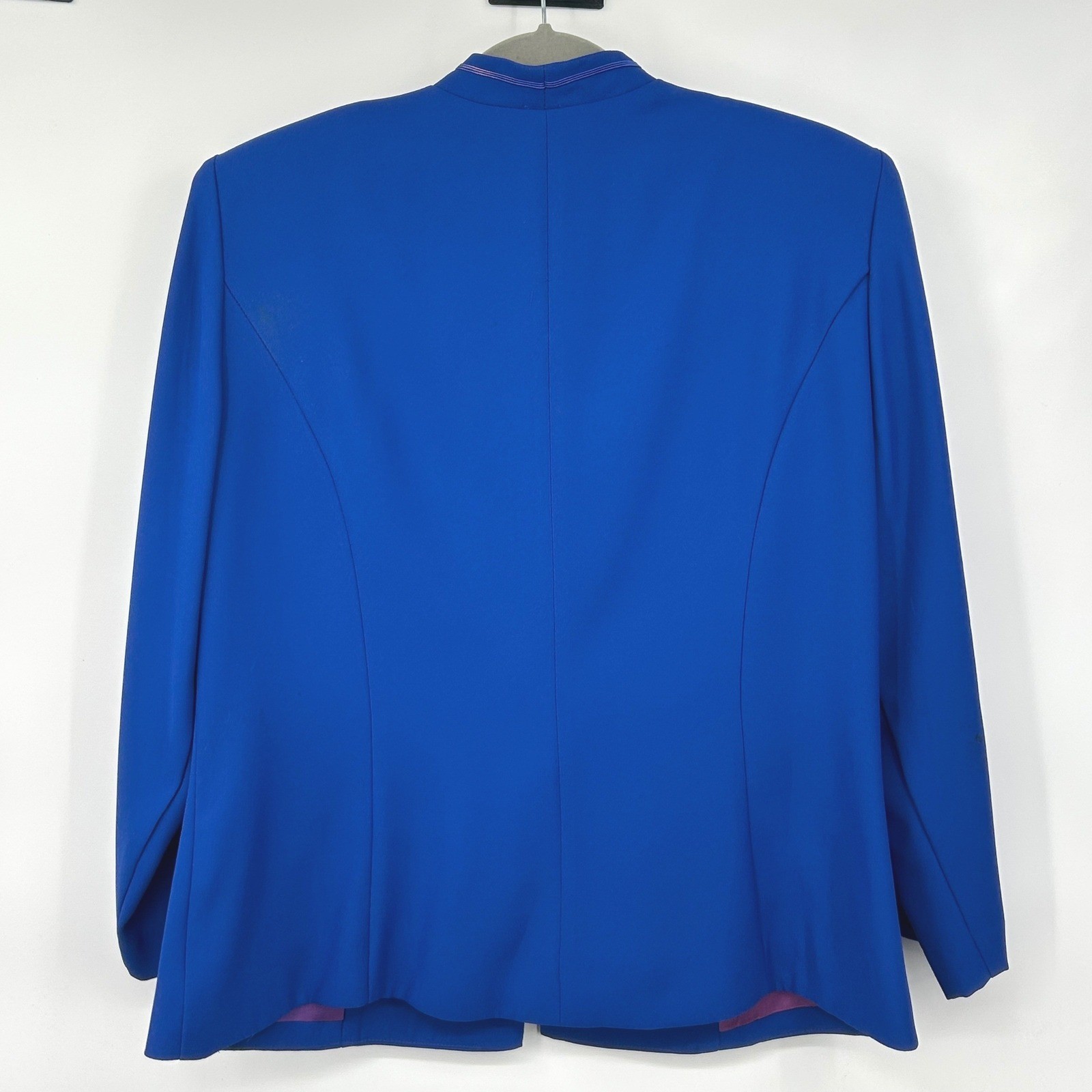 Womens Vintage 90s 3pc Skirt Suit Set Cobalt Blue Embroidered Karen Miller 14