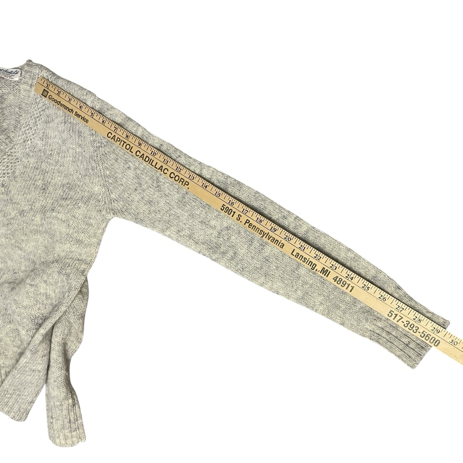 Shetland Wool Sweater Women’s Scotland Sz 38 Jumper Robert Scott Beige V-Neck