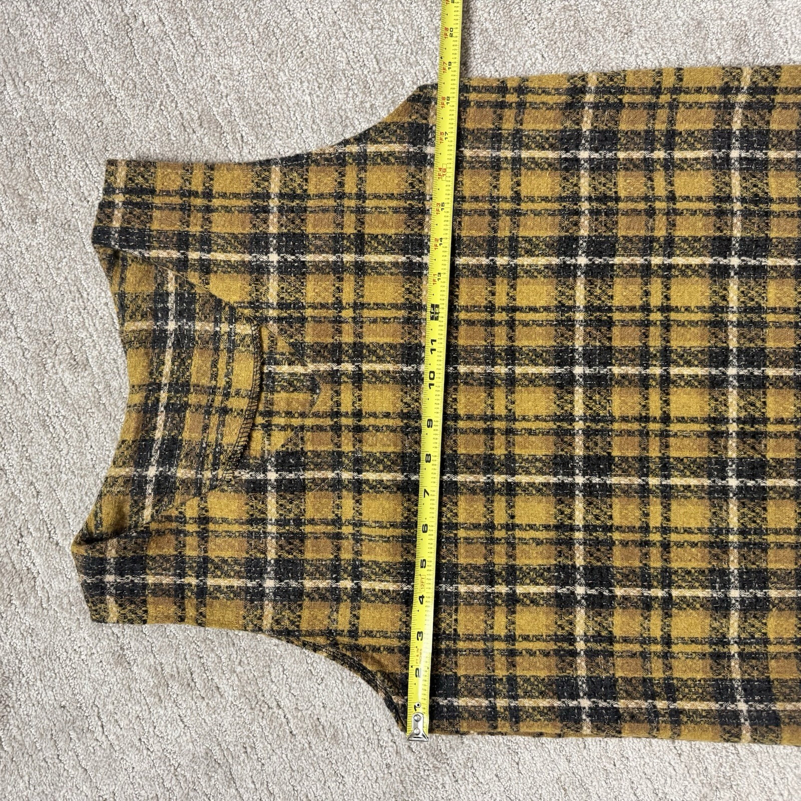 Vintage Plaid Sleeveless Shift Dress in Yellow and Black – M