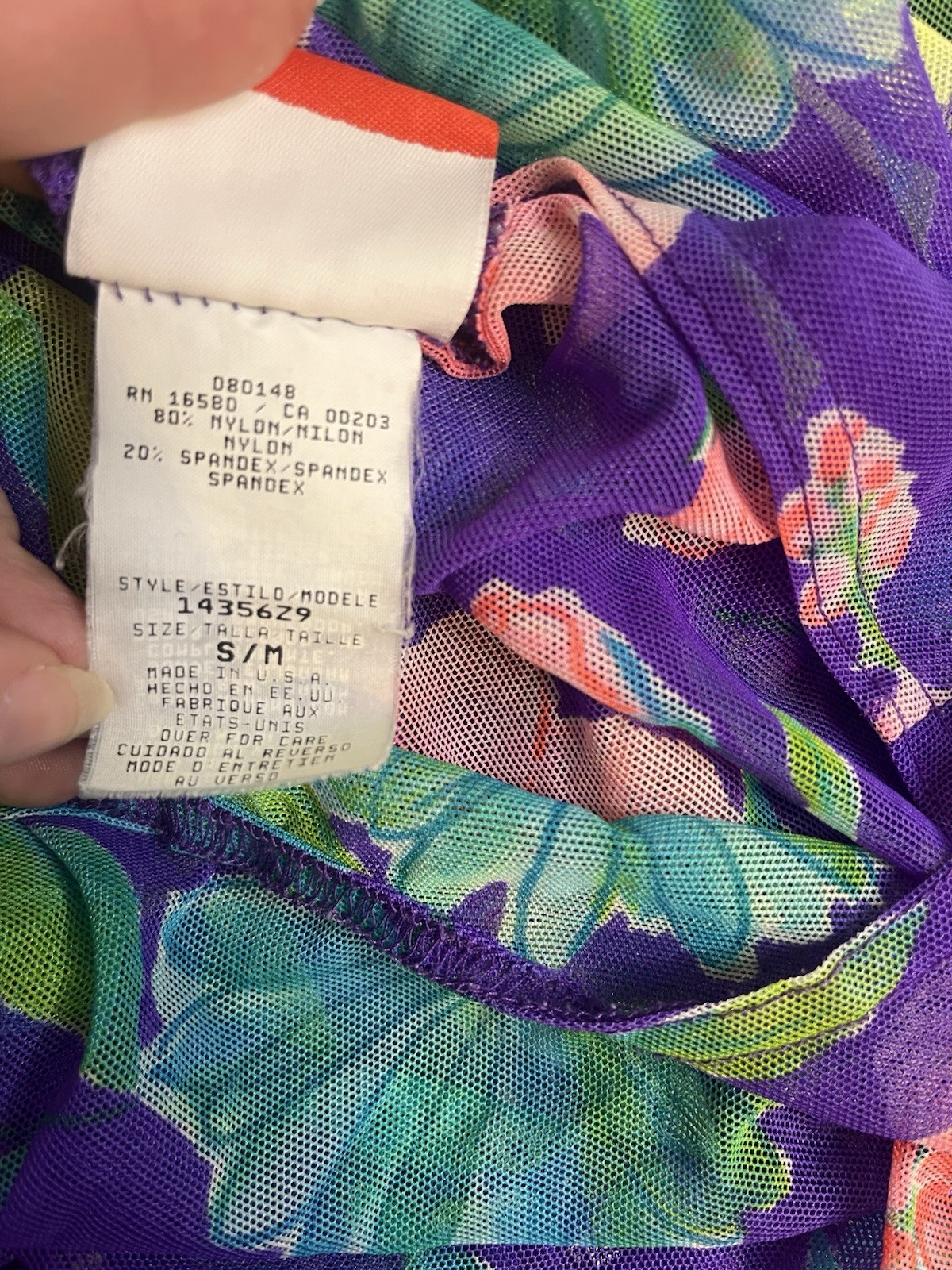 Rare 90s Cole of California Sheer Floral Mesh Babydoll Swim Cover-Up Dress Y2K