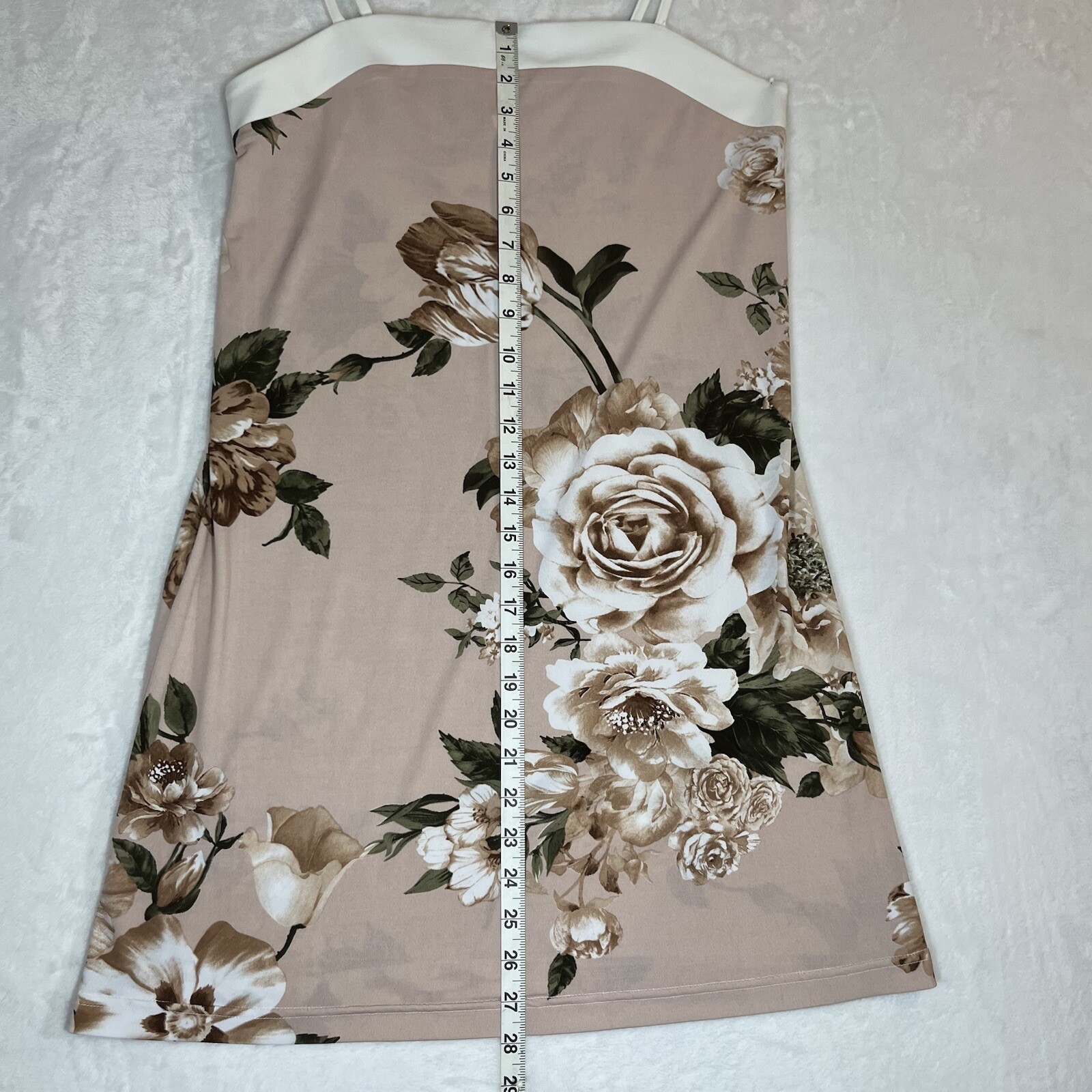 Diamond Tea Slip Sleepwear Champagne Pink Roses White Trim Straps Sexy Romantic
