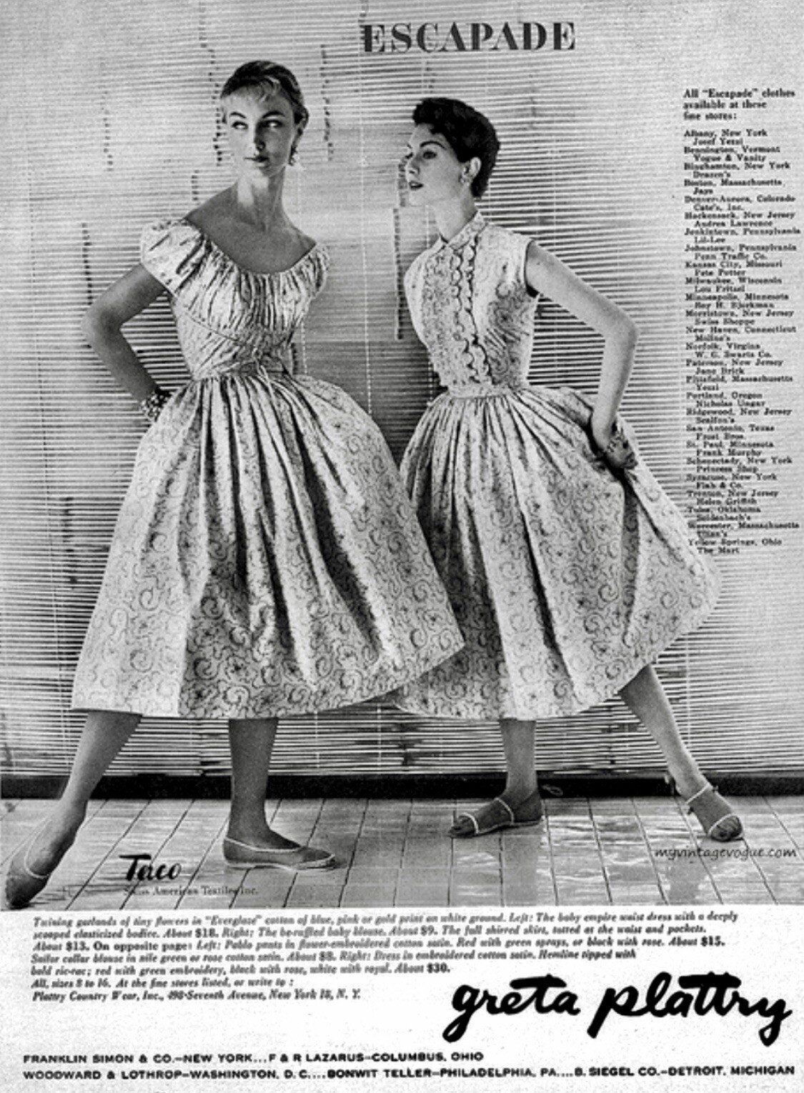 SCARCE VTG 1950s Designer GRETA PLATTRY Yellow Lace & Organdy PATIO SUNDRESS SET