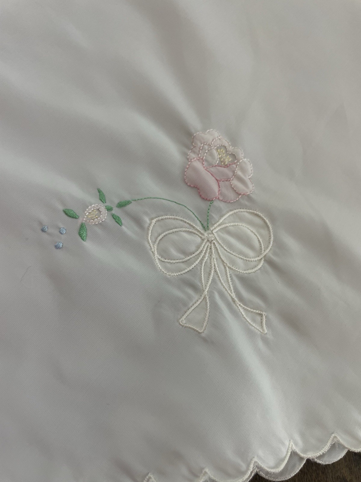 Vintage 1970’s Chevette Long Slip White Hand Embroidery Floral Women Large Flaw