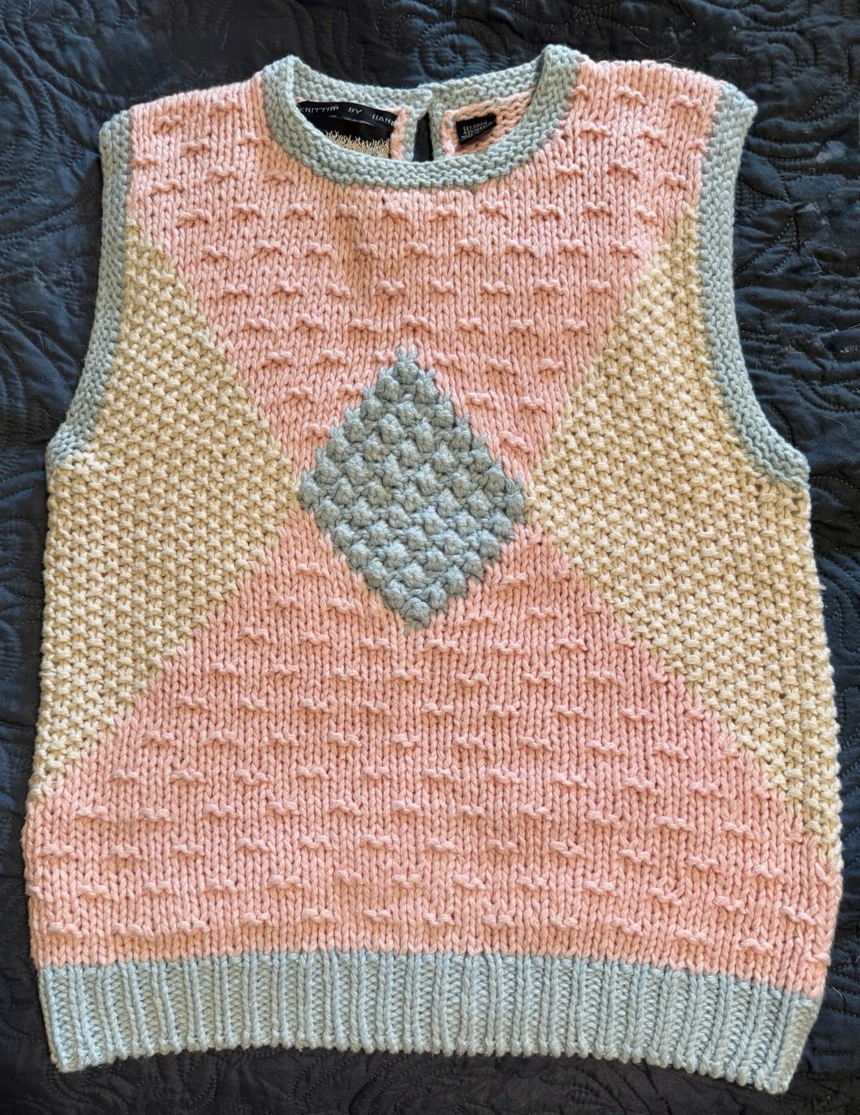 Vintage Bramble Lane Knitted By Hand Vest Sweater Size M EUC