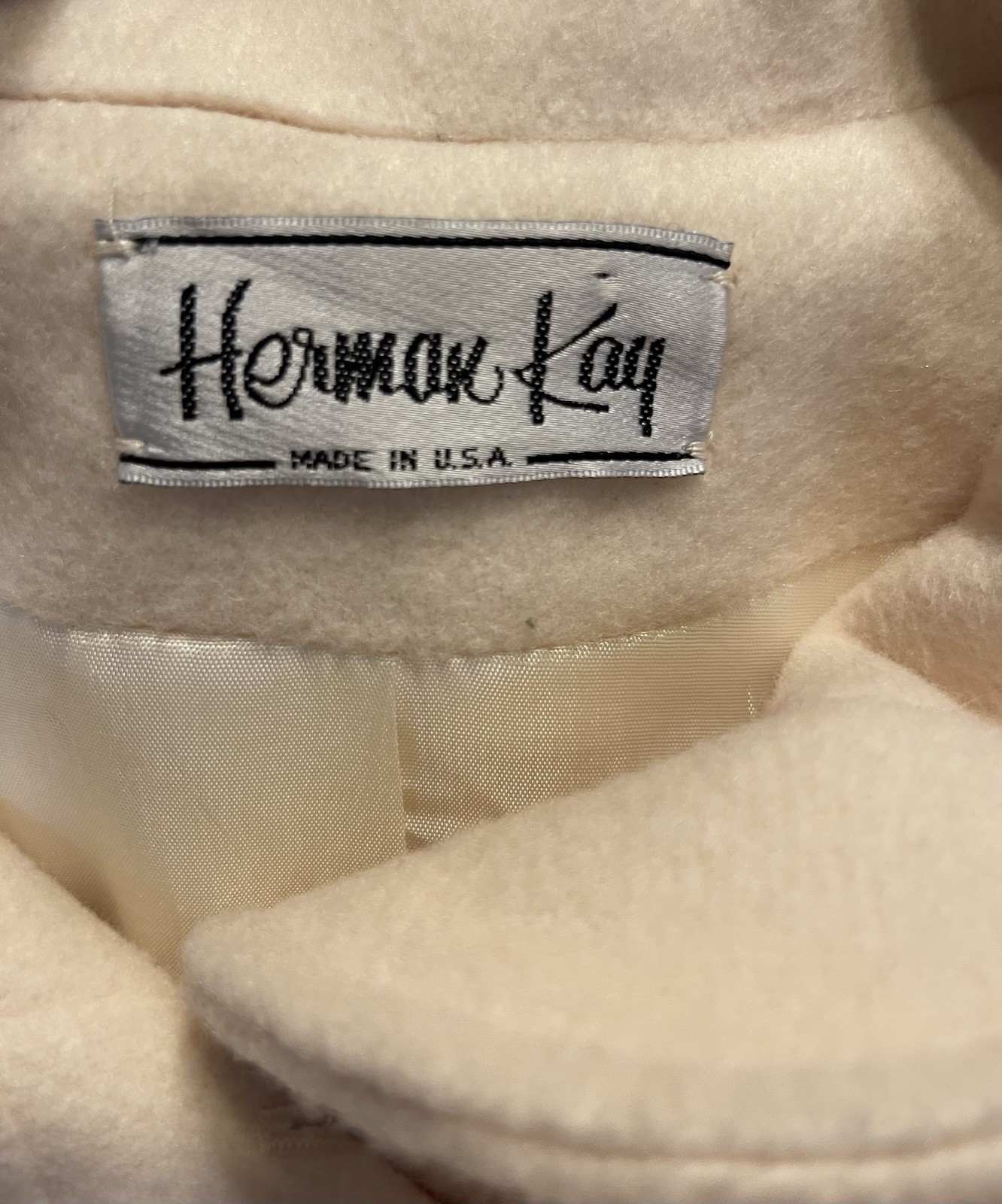 Vintage Herman Kay Wool Swing Coat Ivory White Size 16 Mary Tyler Moore Jackie O