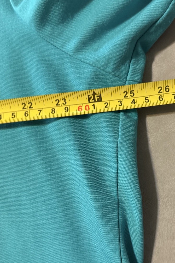 Vintage Koret Teal Blue Open Front Blazer Jacket 3/4 Cuffed Sleeves Measures XL