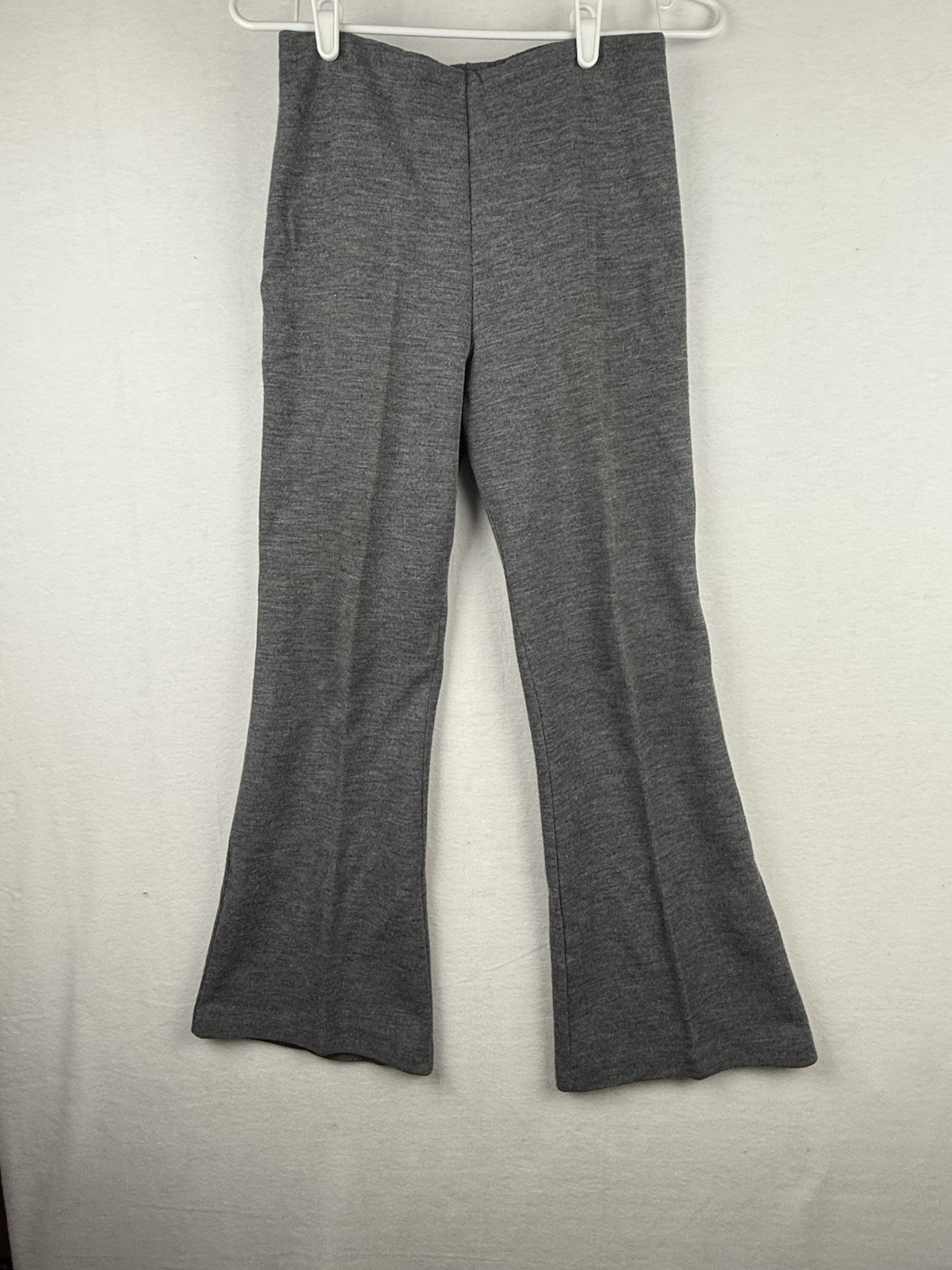 Vintage 70s Gray Pull On Size 10 Flair Knit Pants
