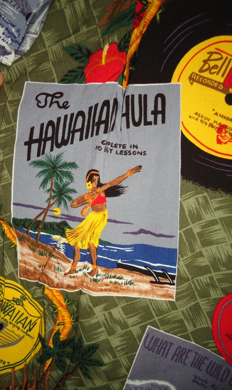 Reyns Spooner Hawaiian Aloha Dress With Hula Girls Diamond Head Etc Size-L
