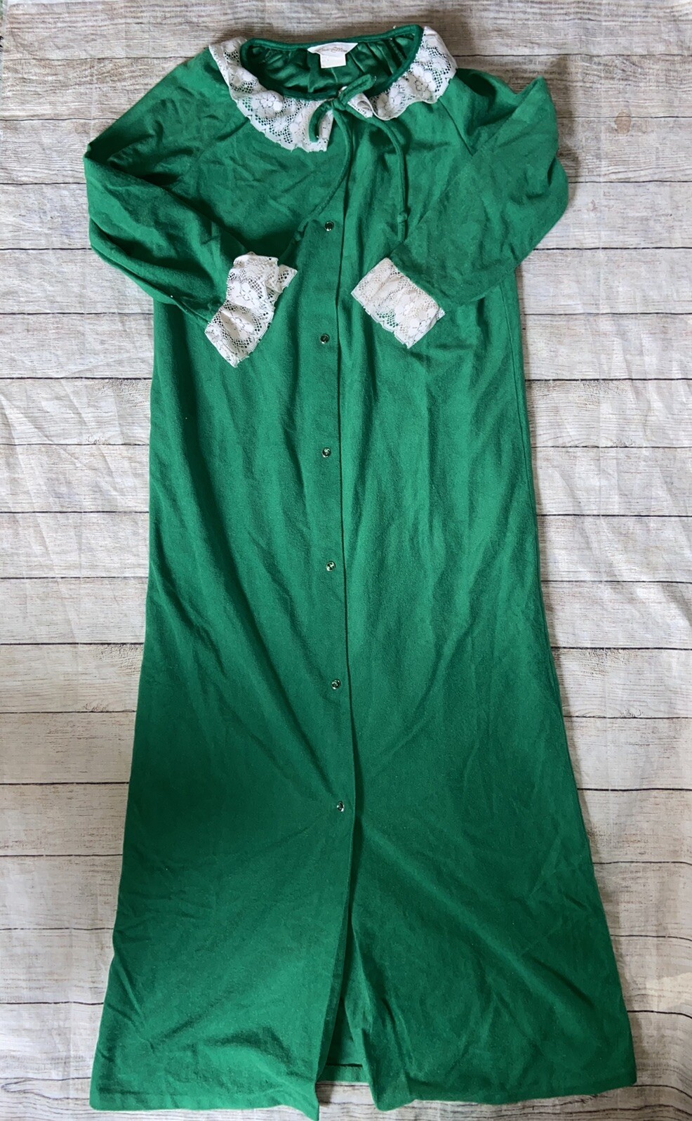Vtg Emerald Green Dan Ellen House Coat Robe Womens Small A1