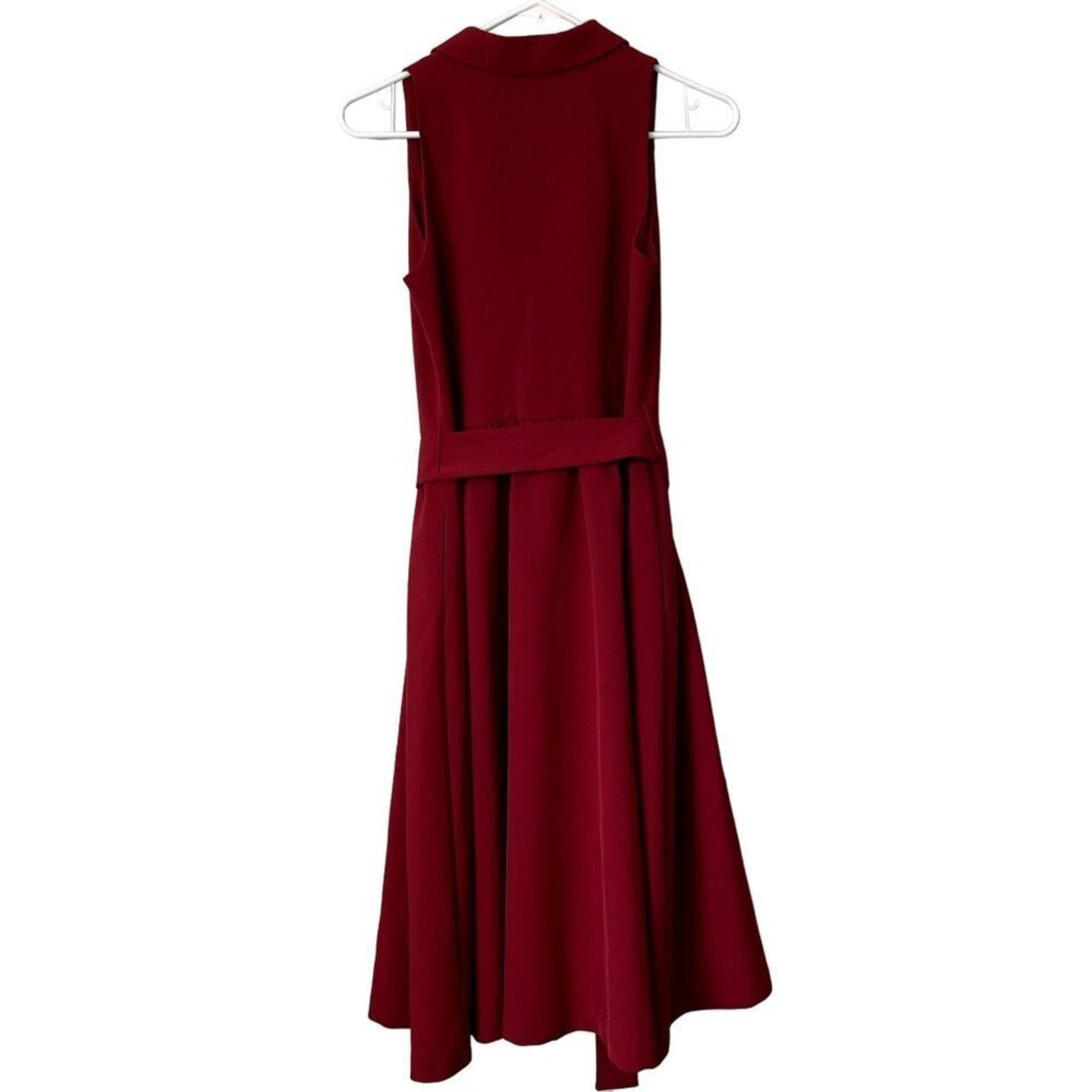 Vintage classic red dress sailor neckline full skirt pockets sleeveless belt