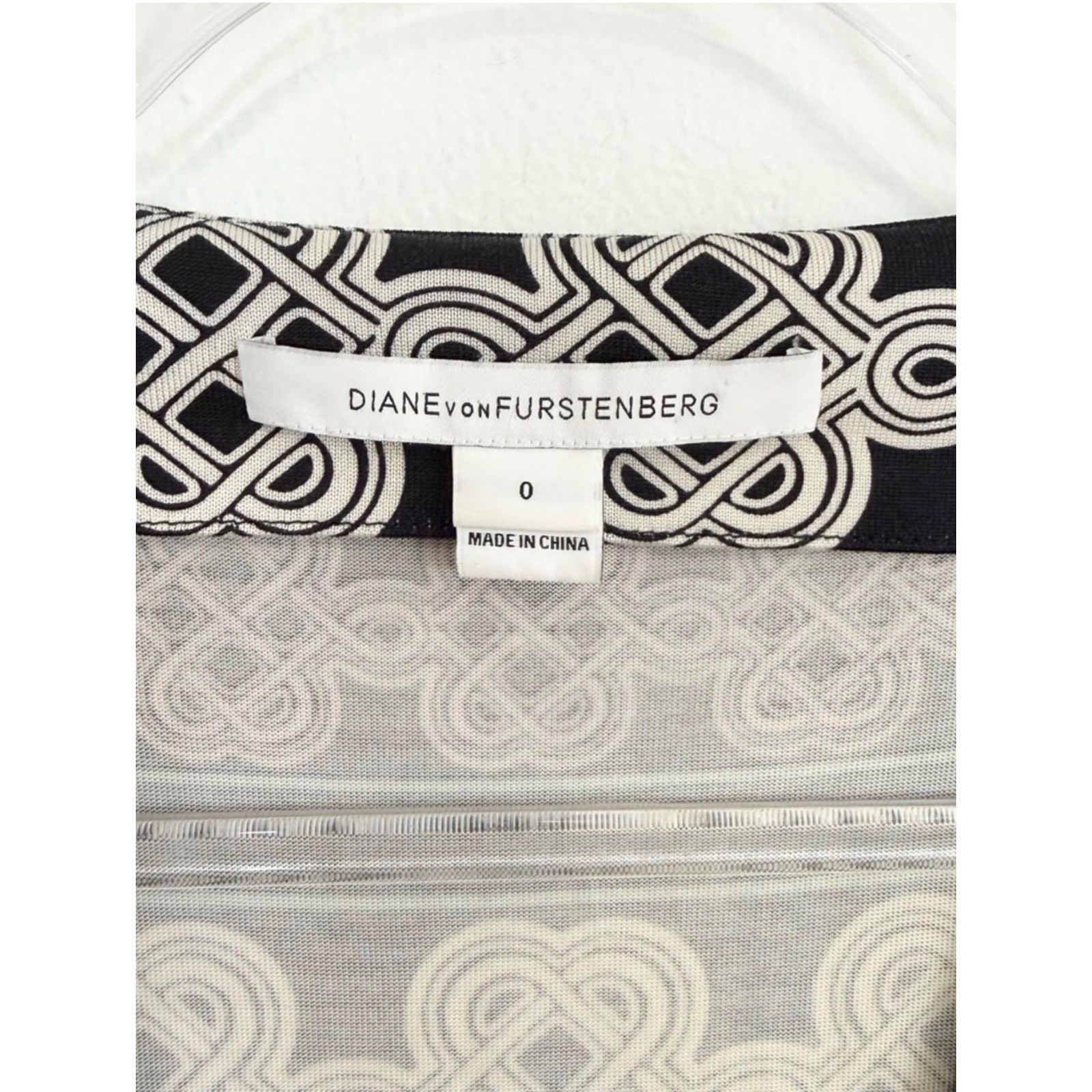 Diane Von Furstenberg DVF Silk Wrap Dress Knot Print Black Multi Size 0