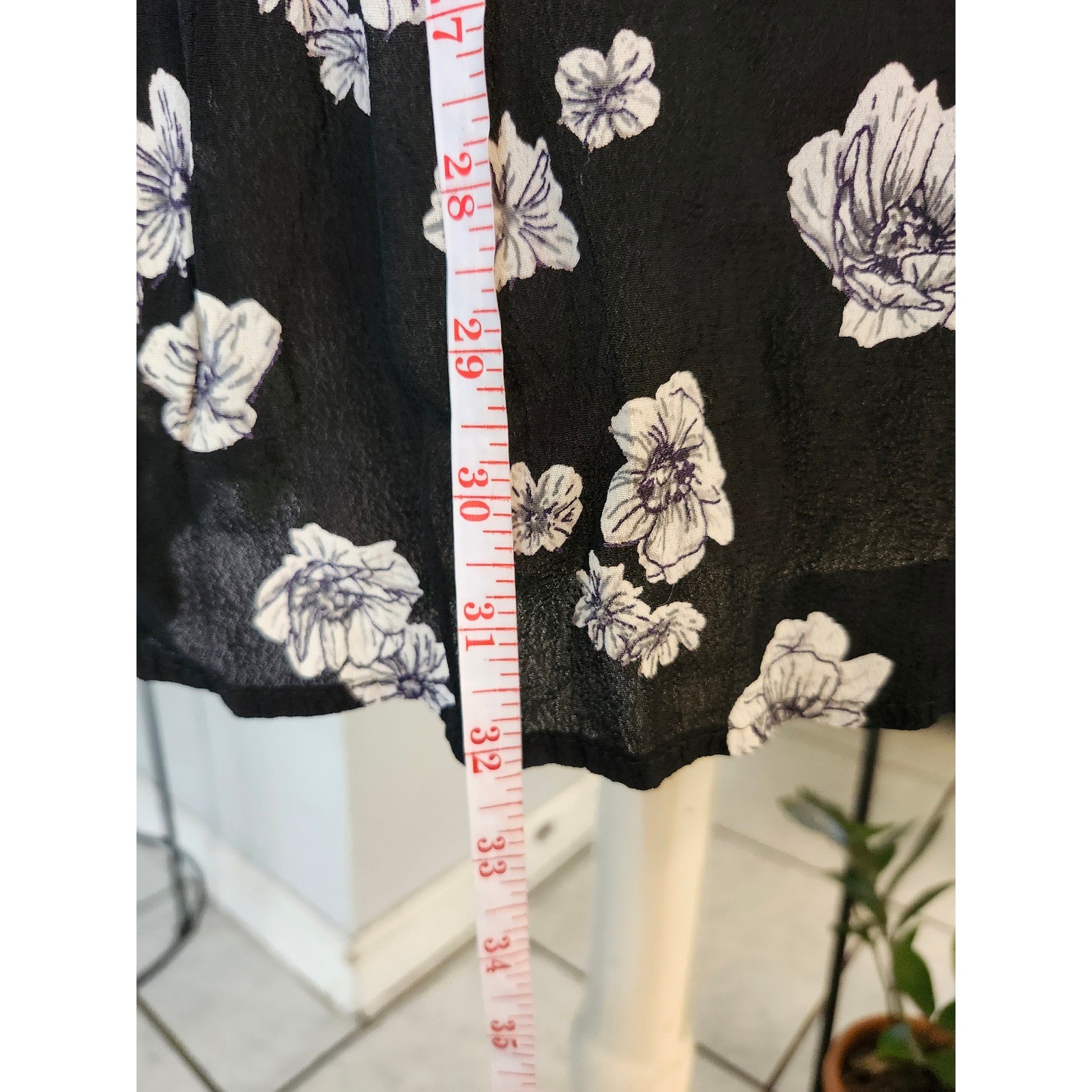 Vintage Angie Black White Floral Rayon Sundress Medium Boho Cottagecore