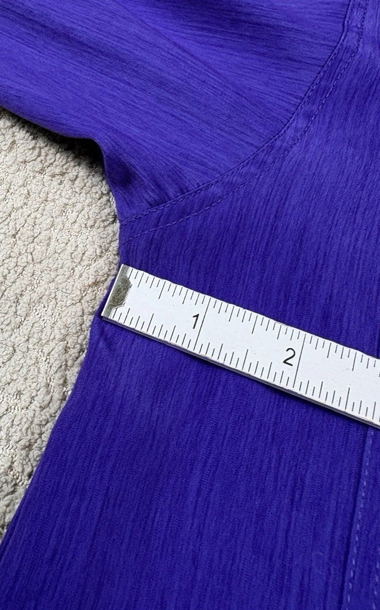 Vintage 80s Susan Hutton Purple Blouse 12 button up long sleeve pockets