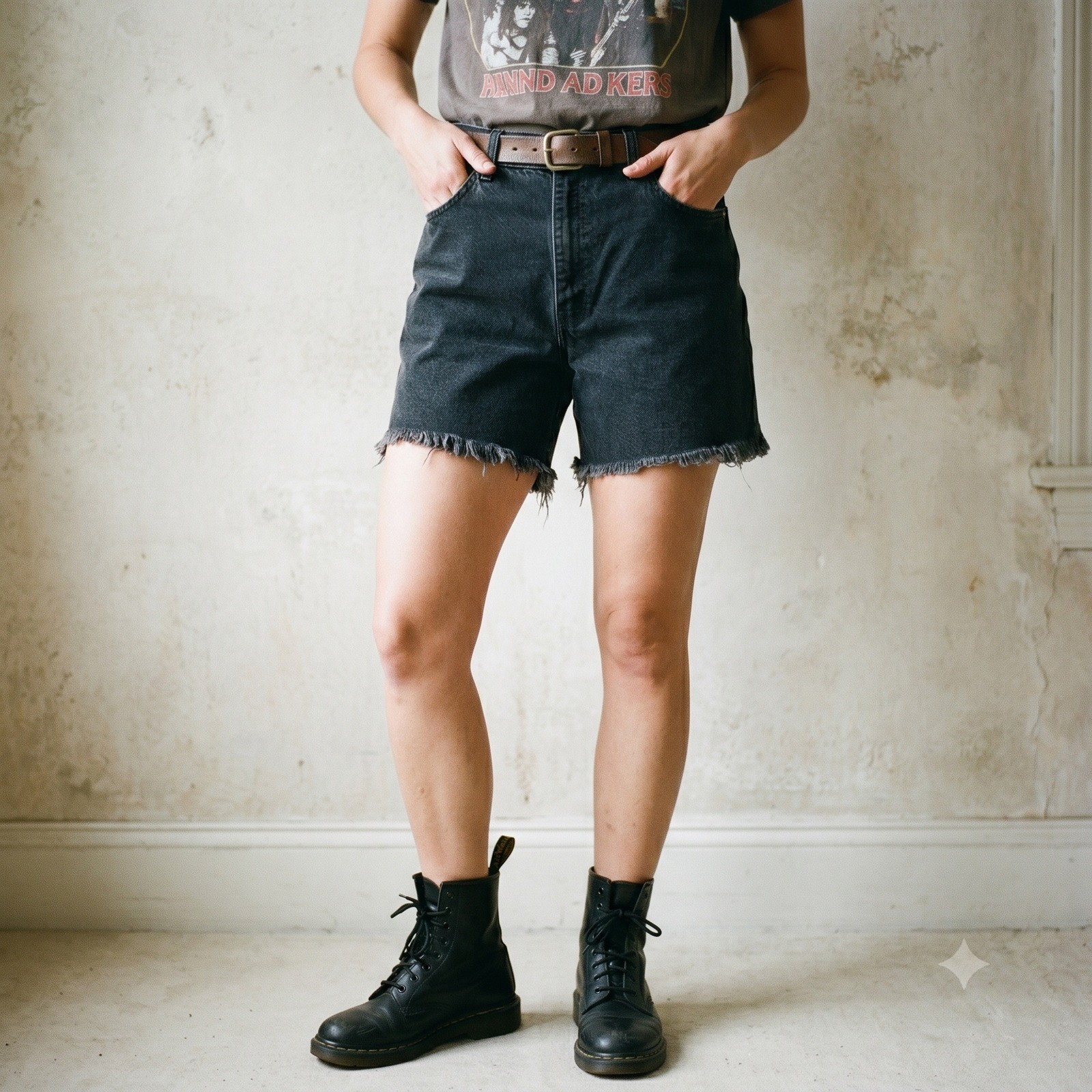Vintage 90s Levi’s 551 Shorts Womens 14 Black High Waisted Frayed Hem Grunge