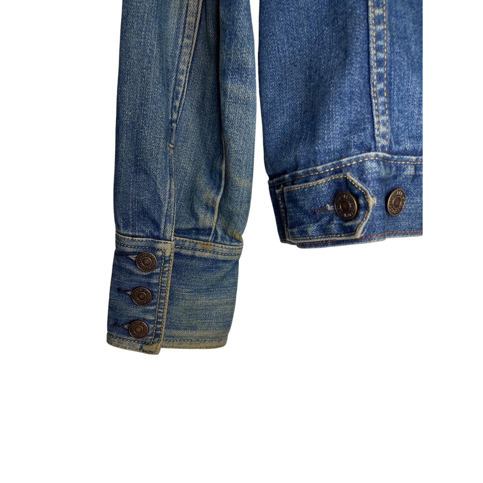 Vintage Levi Strauss Signature Medium Wash Denim Jacket Junior’s Size Sm 3/5