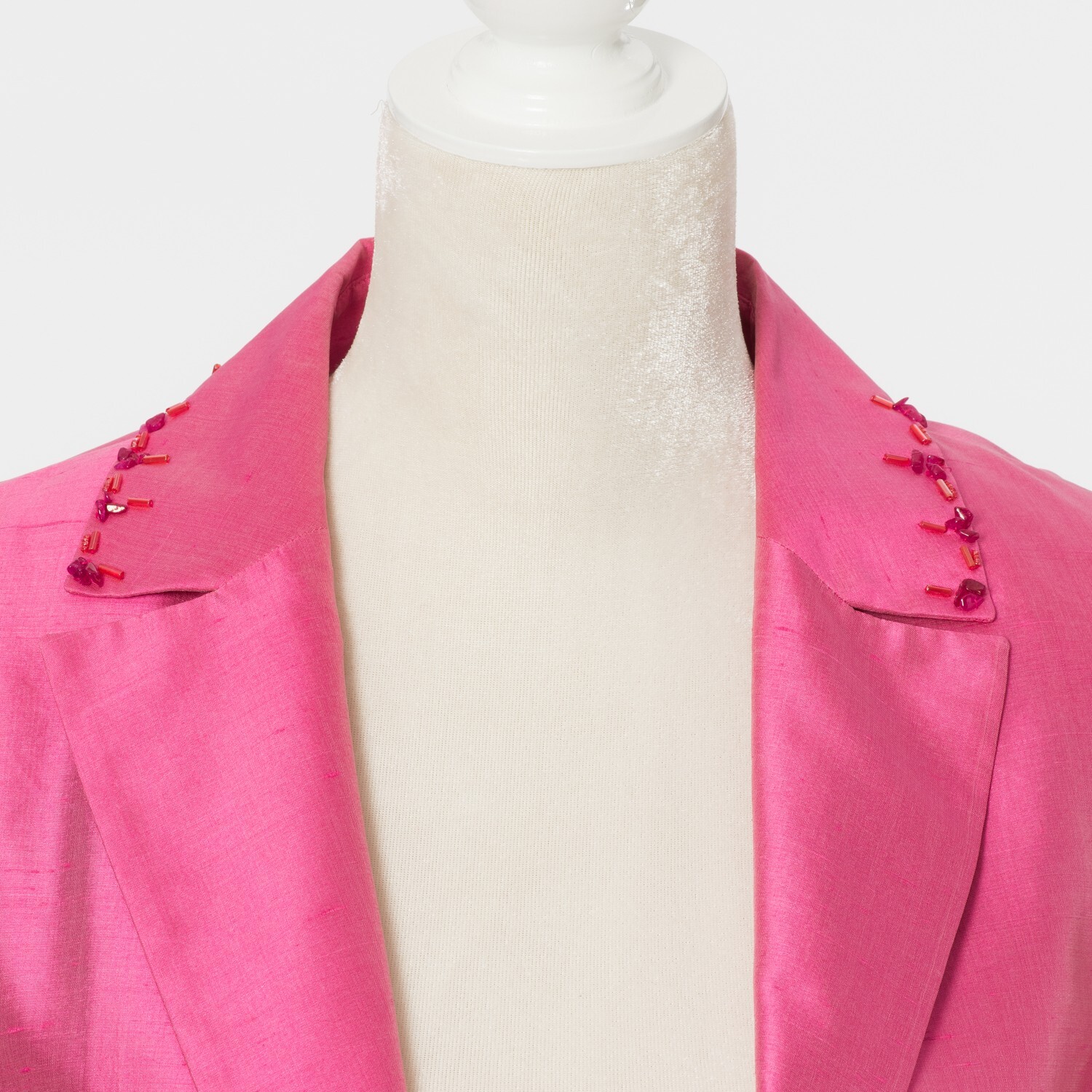 Vintage Les Copains Beaded Hot Pink Silk Jacket and Skirt Mother of The Bride