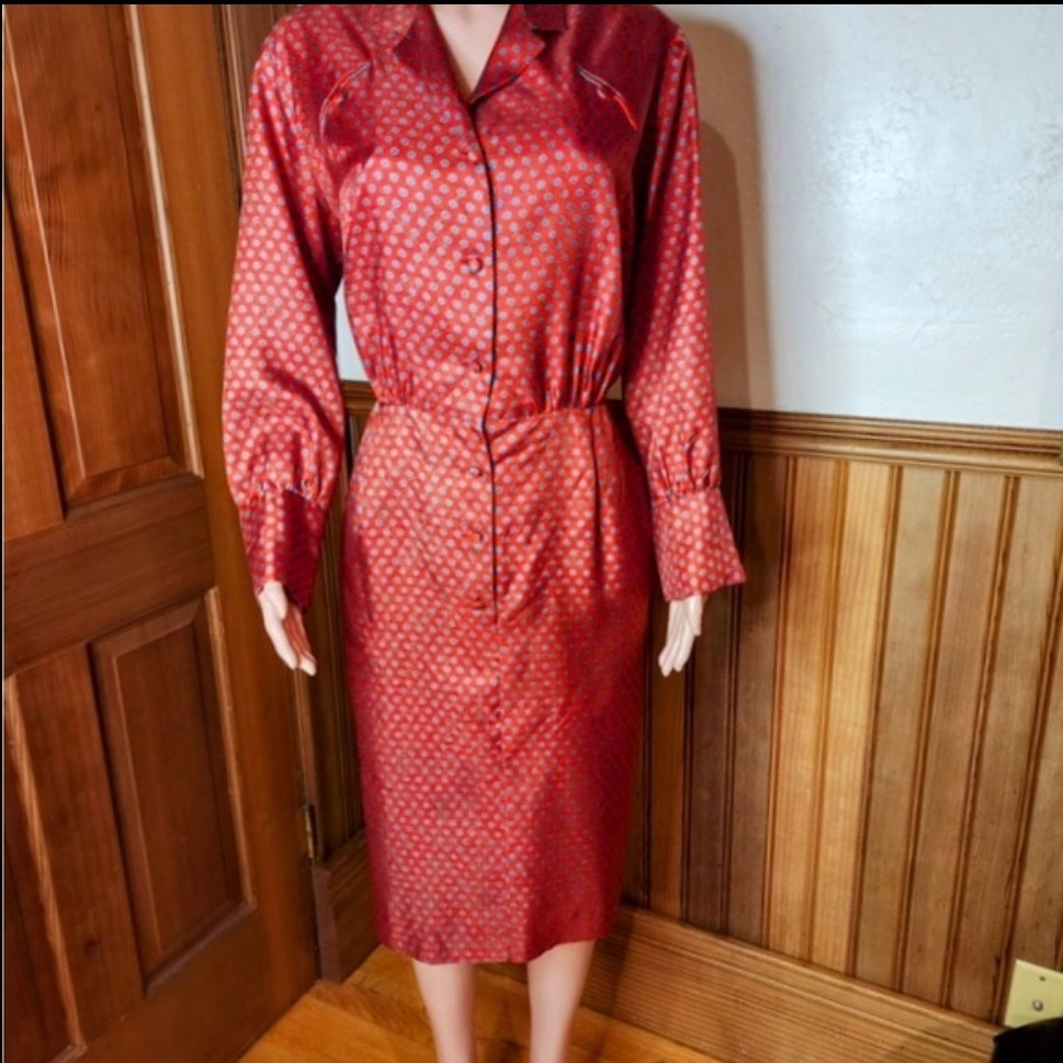 Nancy Greer New York Vintage 50s 60s Red Blue Floral Dress