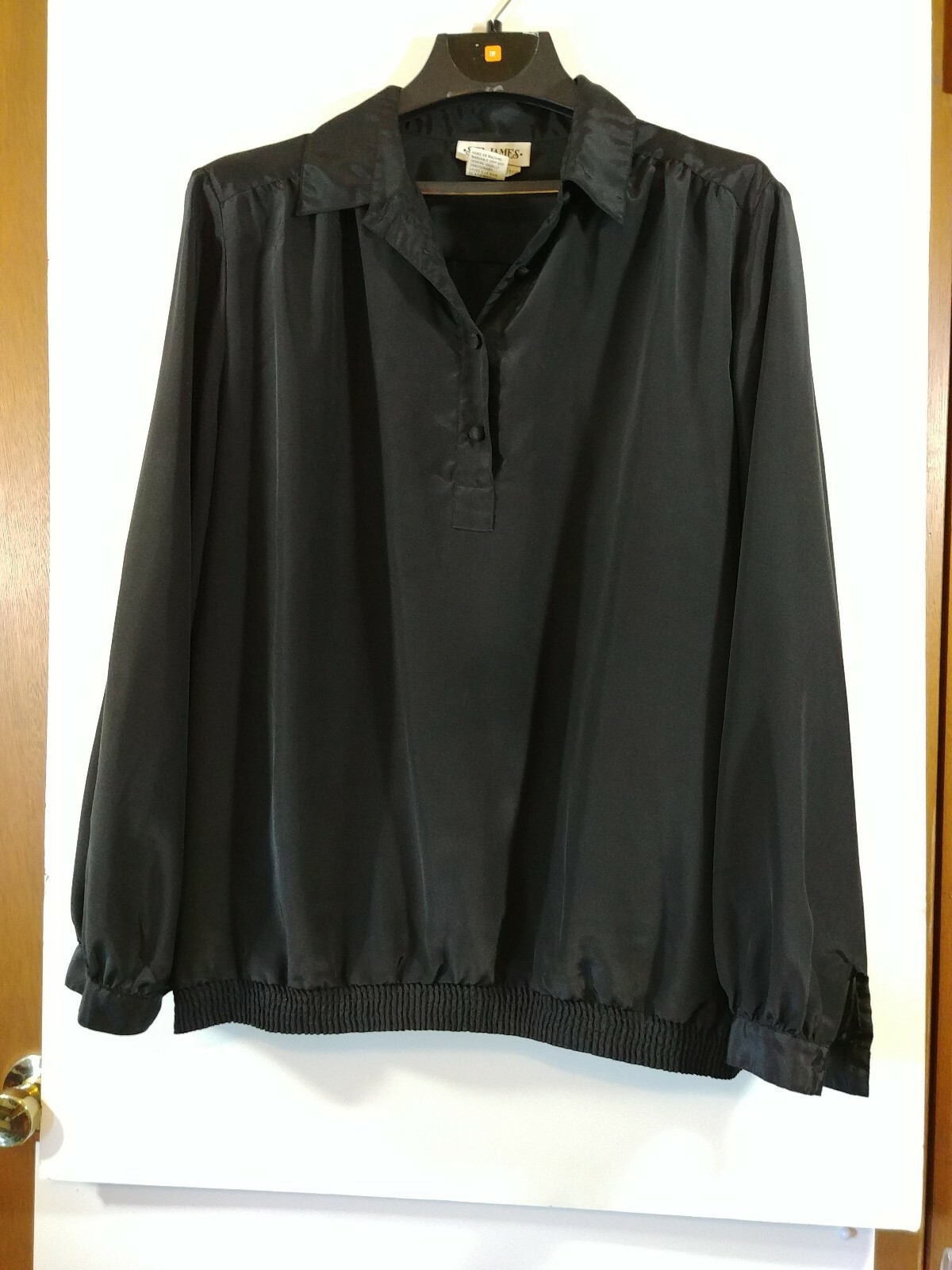 VTG 80’s Sir James Blouse, Size 18, Black, Elastic Waist, #1870