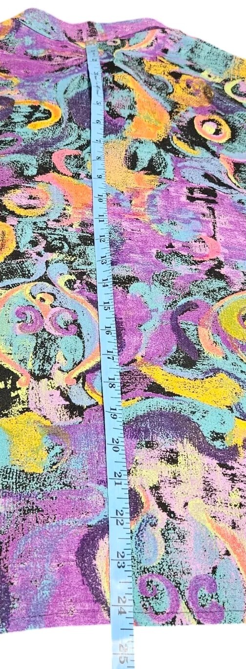 80s 90s City Girl Abstract Blouse Top Multicolor Womens 6 USA Long Sleeve Rayon