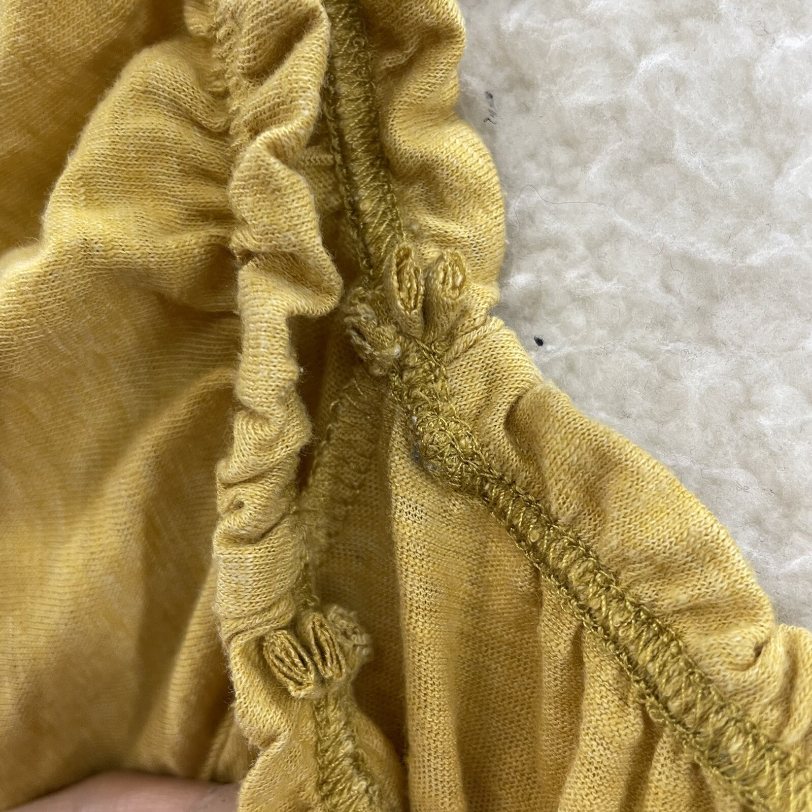 Y2K Vintage Top Small Yellow Rhinestone Cap Sleeve Milkmaid Fairy Bella Swan